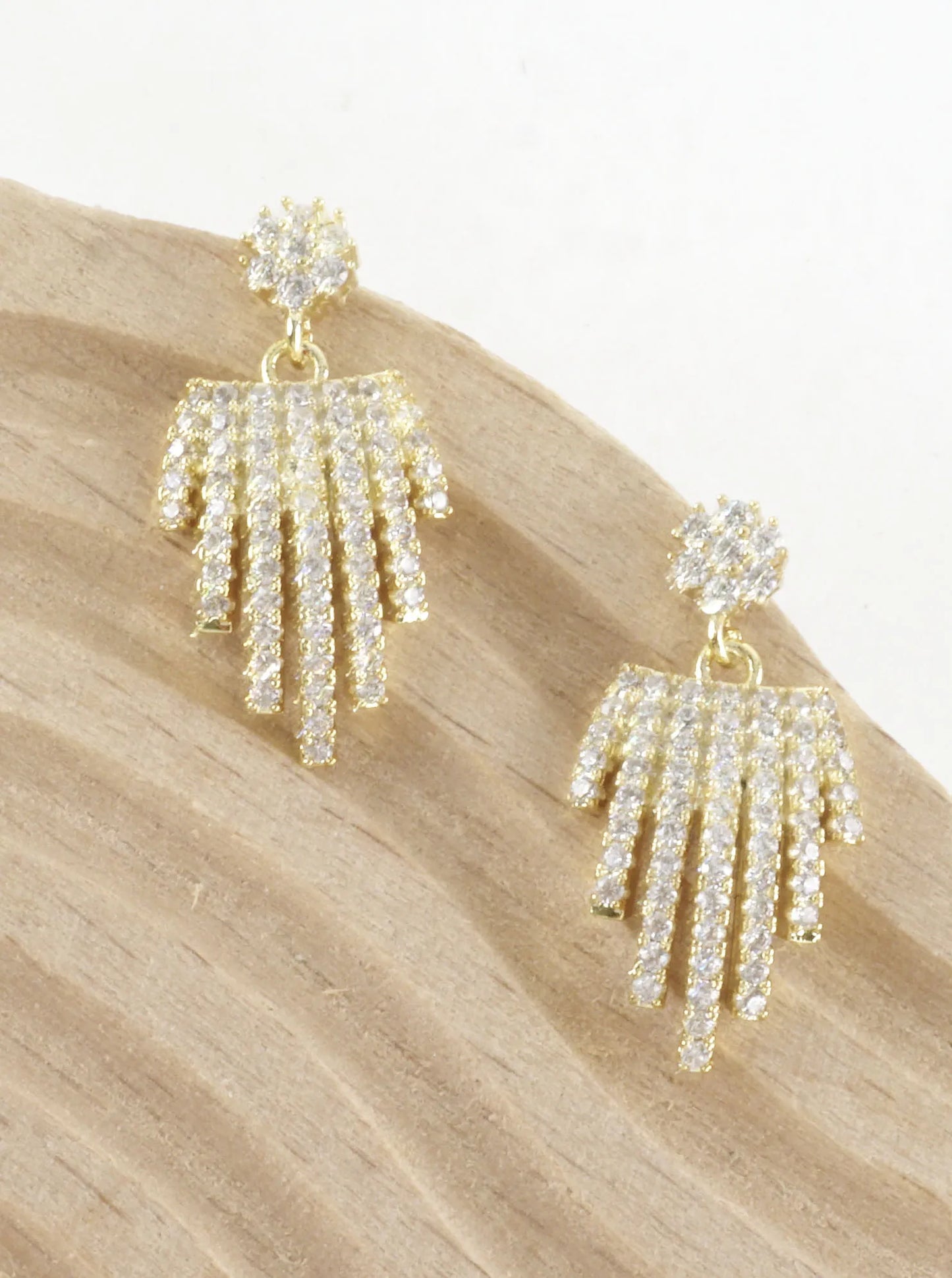 Cubic Zirconia Pave Cascade Fringe Drop Earrings