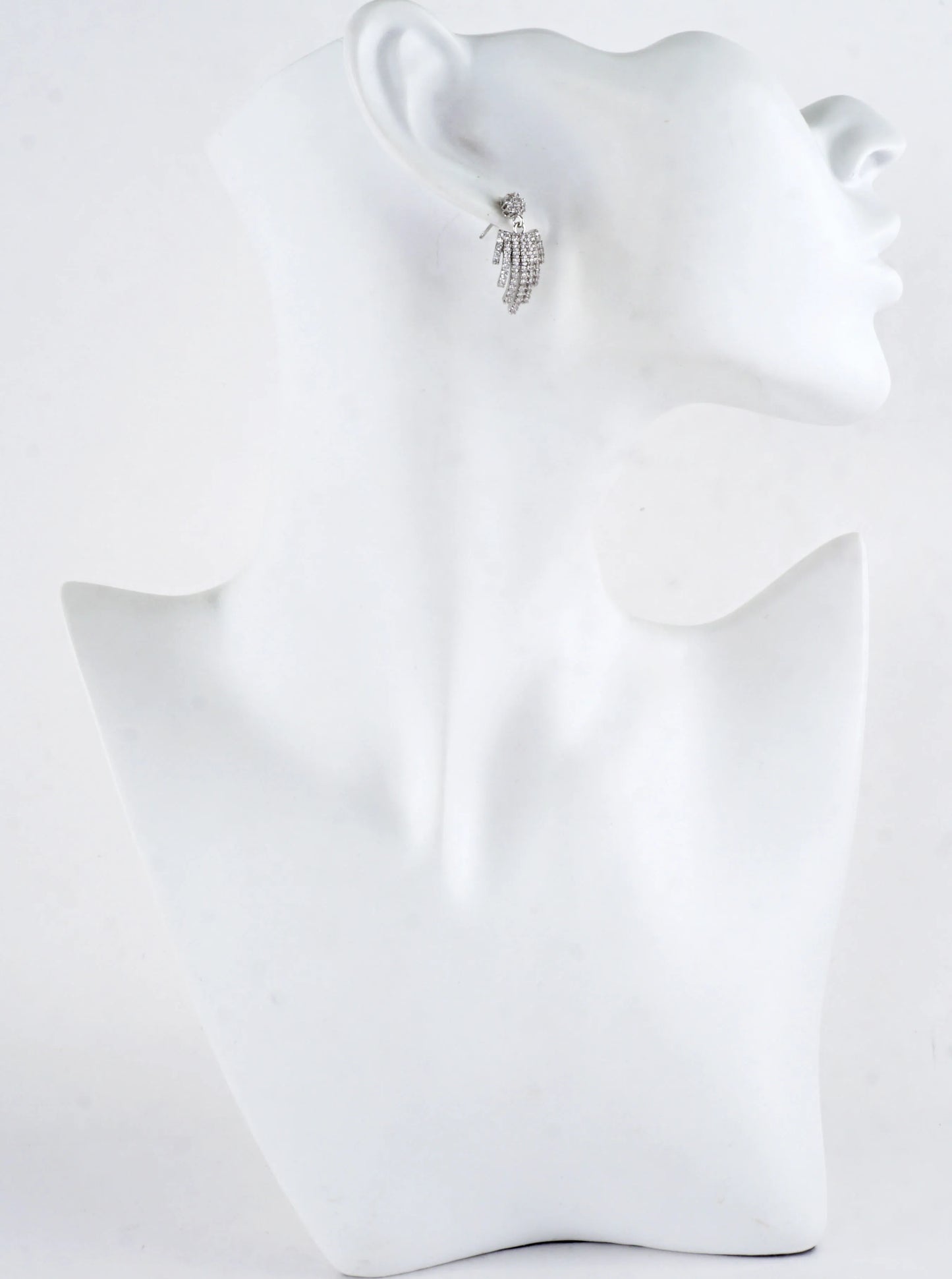 Cubic Zirconia Pave Cascade Fringe Drop Earrings