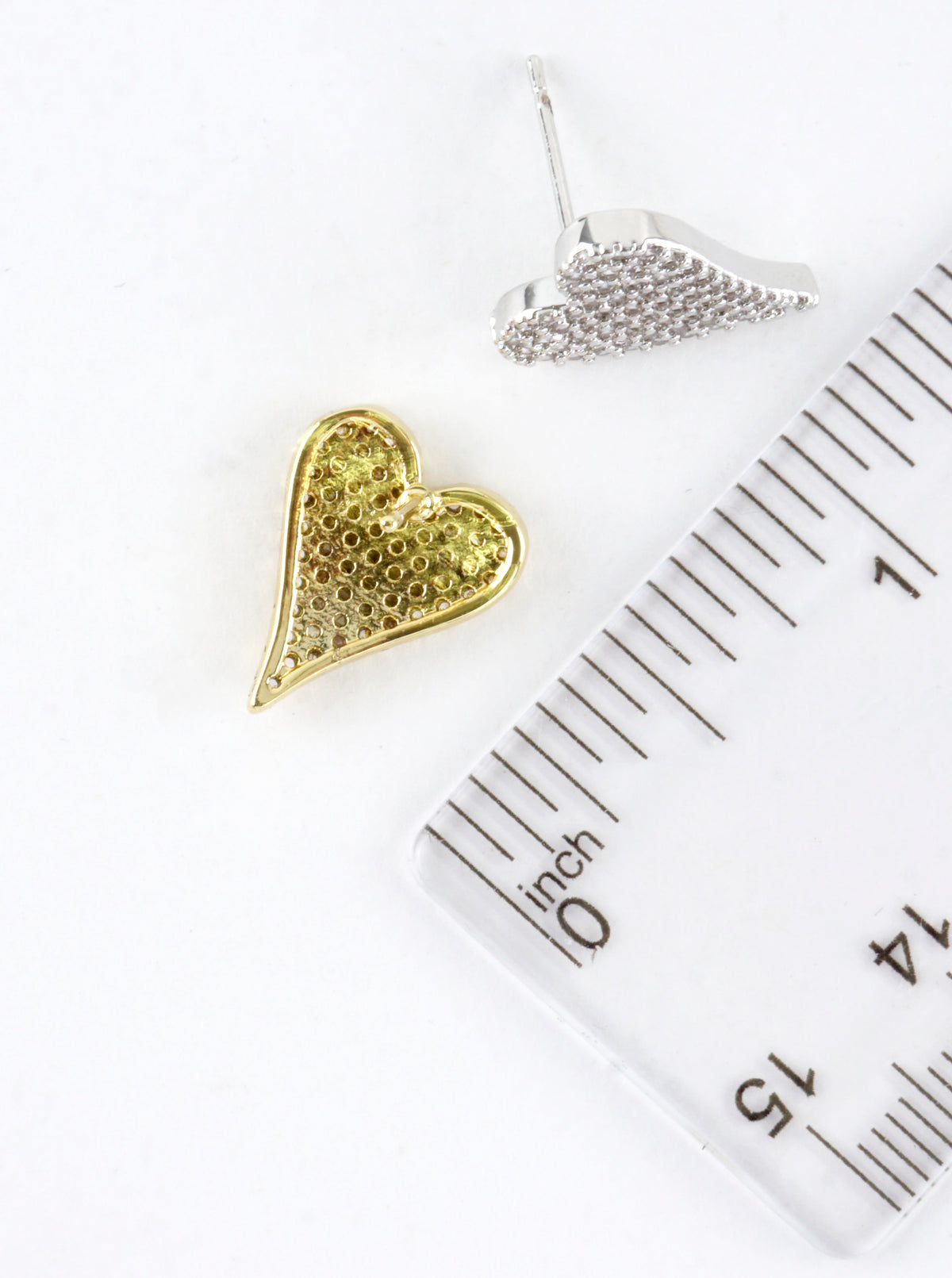 Cubic Zirconia Pave Elongated Heart Stud Earrings