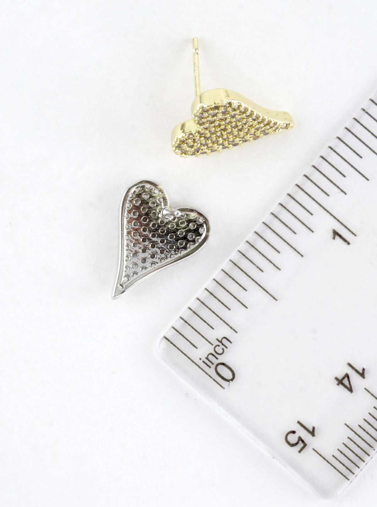 Cubic Zirconia Pave Elongated Heart Stud Earrings