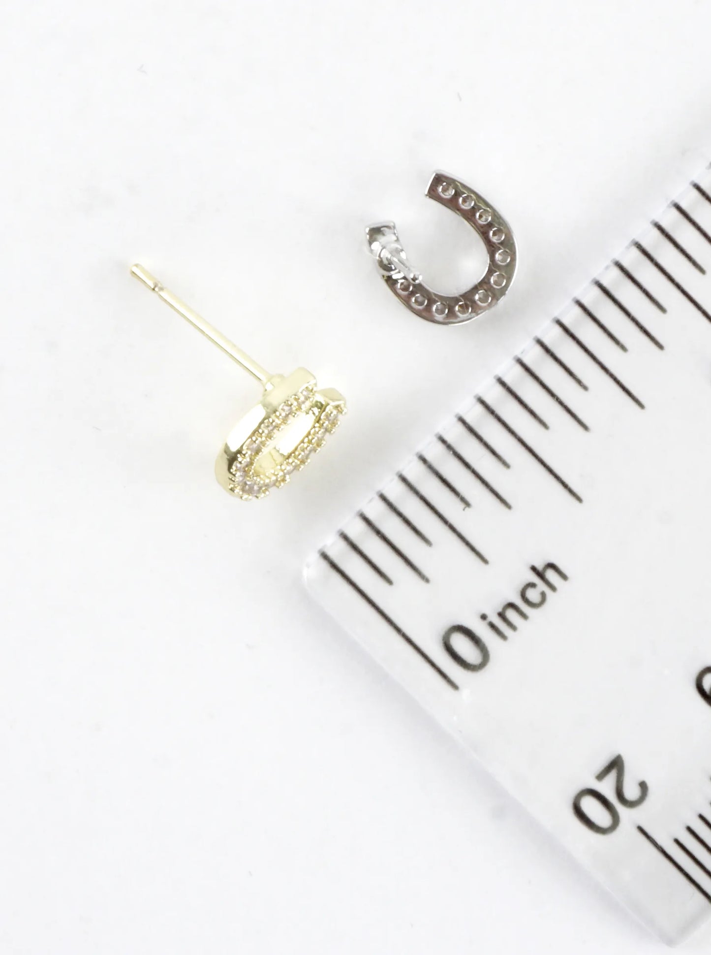 Cubic Zirconia Pave Horseshoe Stud Earrings