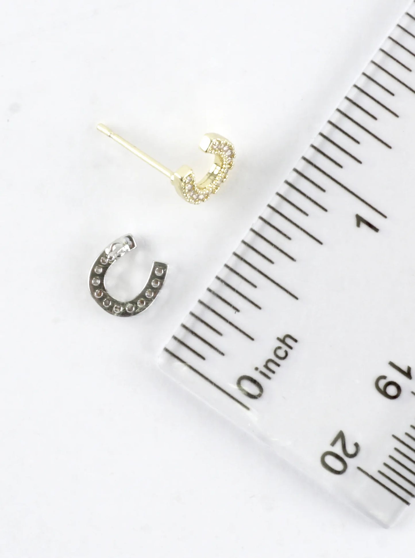 Cubic Zirconia Pave Horseshoe Stud Earrings