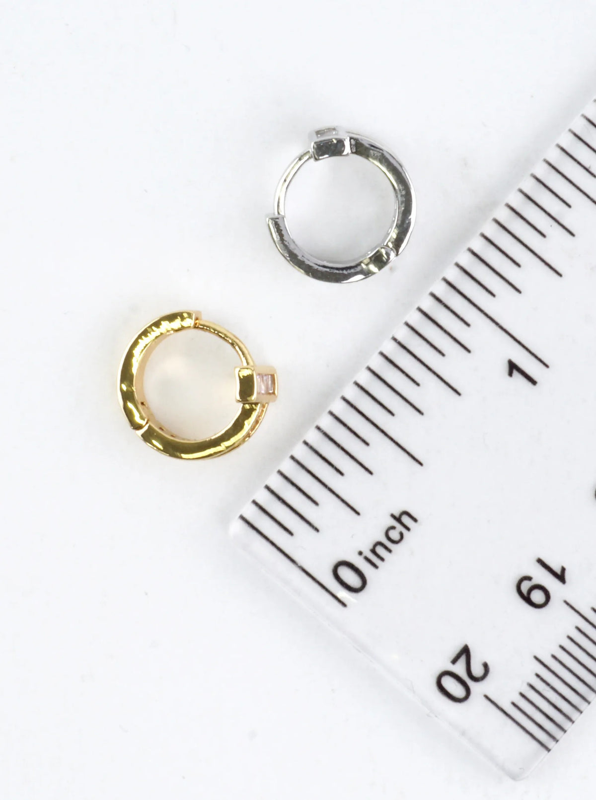 Cubic Zirconia Pave Huggie Hoop Earrings - Gold Dipped Clear