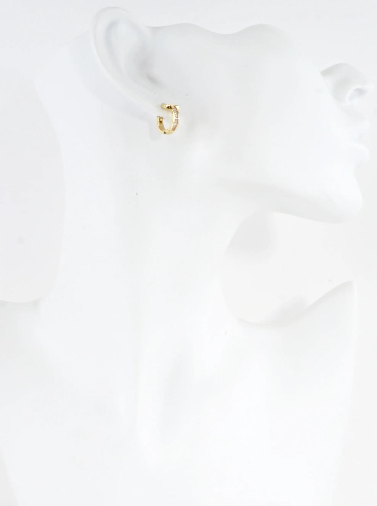 Cubic Zirconia Pave Huggie Hoop Earrings - Gold Dipped Clear