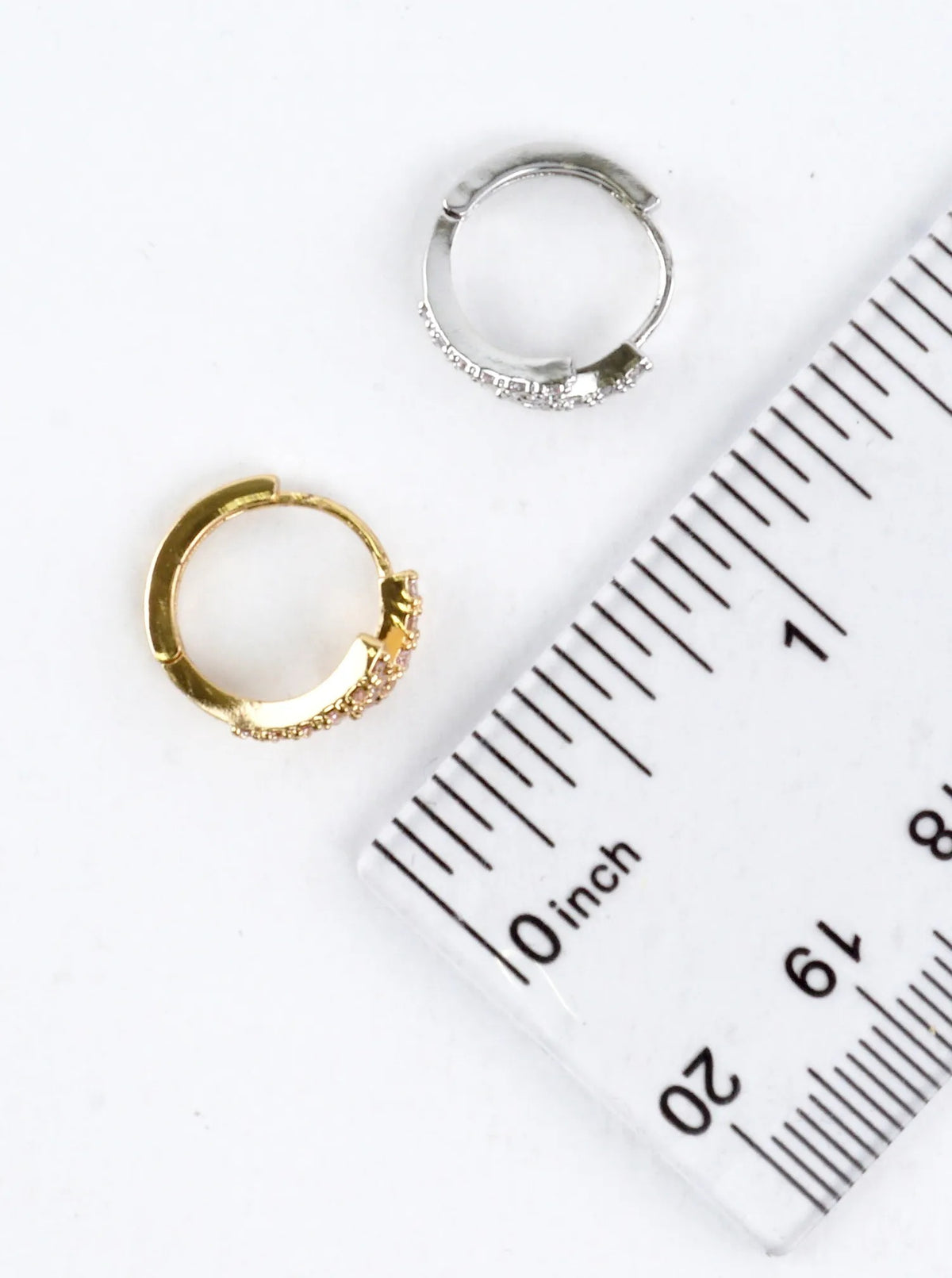 Cubic Zirconia Pave Lightning Bolt Hoop Earrings - Gold Dipped Clear