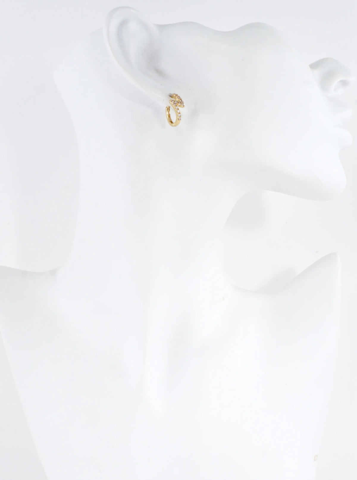 Cubic Zirconia Pave Lightning Bolt Hoop Earrings - Gold Dipped Clear