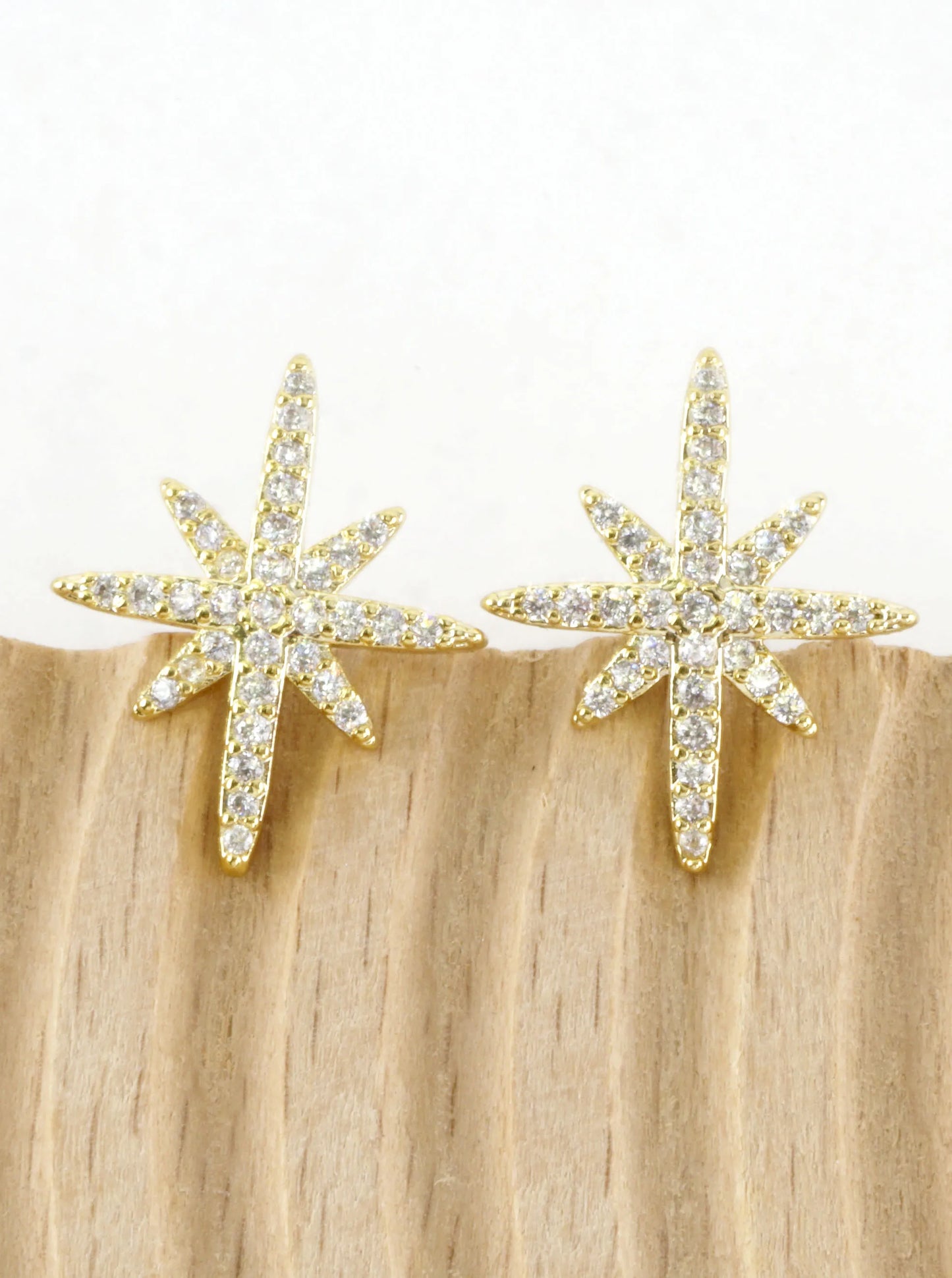 Cubic Zirconia Pave Northstar Stud Earrings