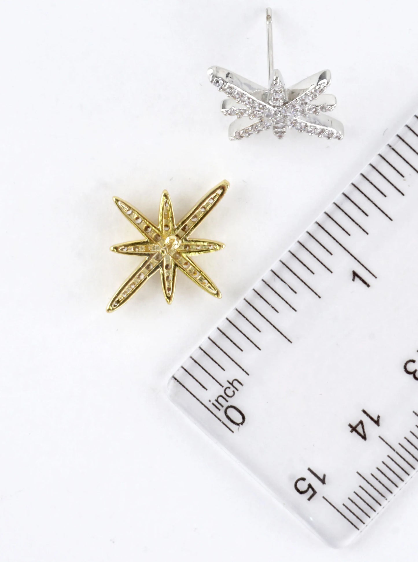 Cubic Zirconia Pave Northstar Stud Earrings