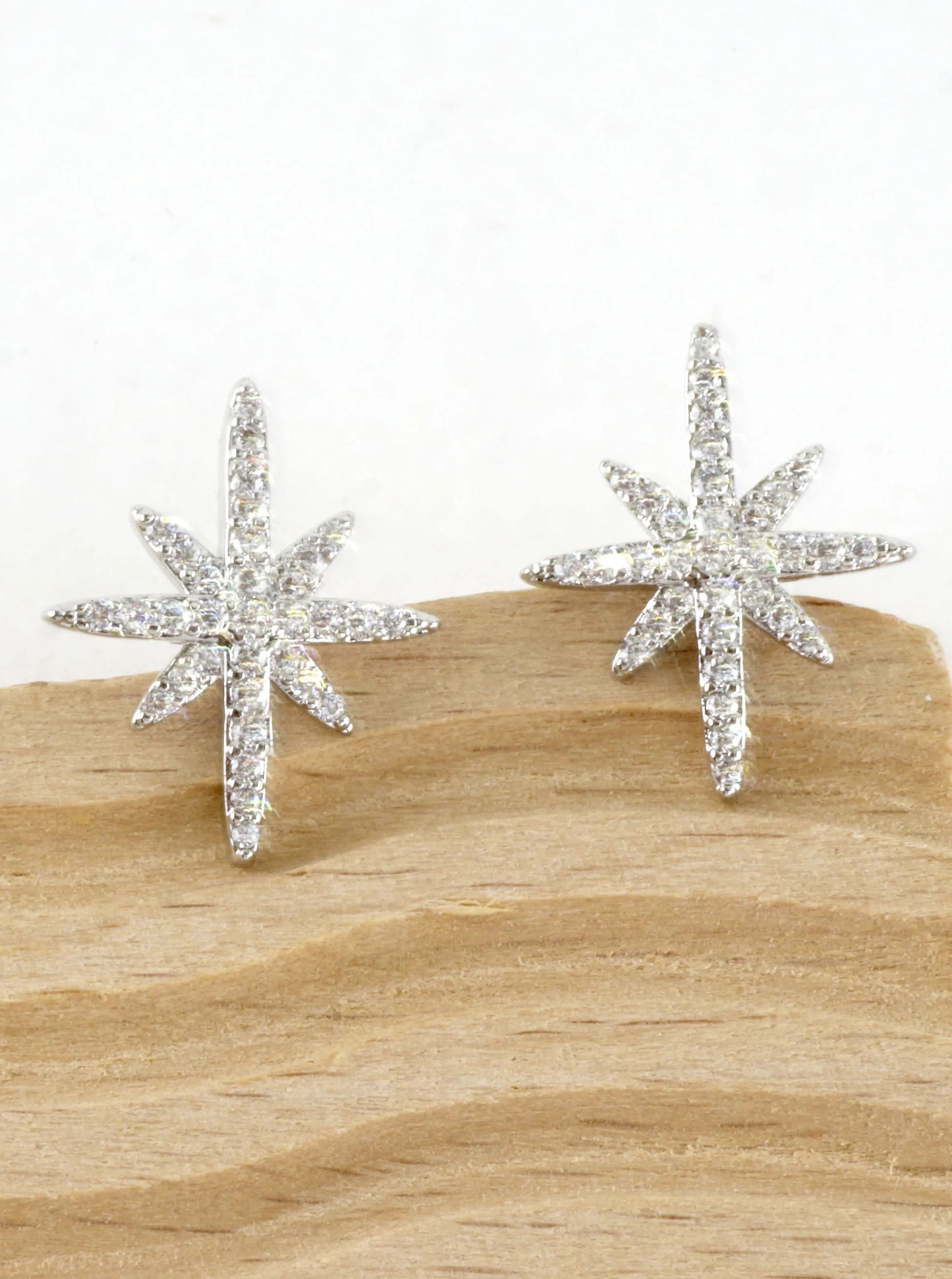 Cubic Zirconia Pave Northstar Stud Earrings
