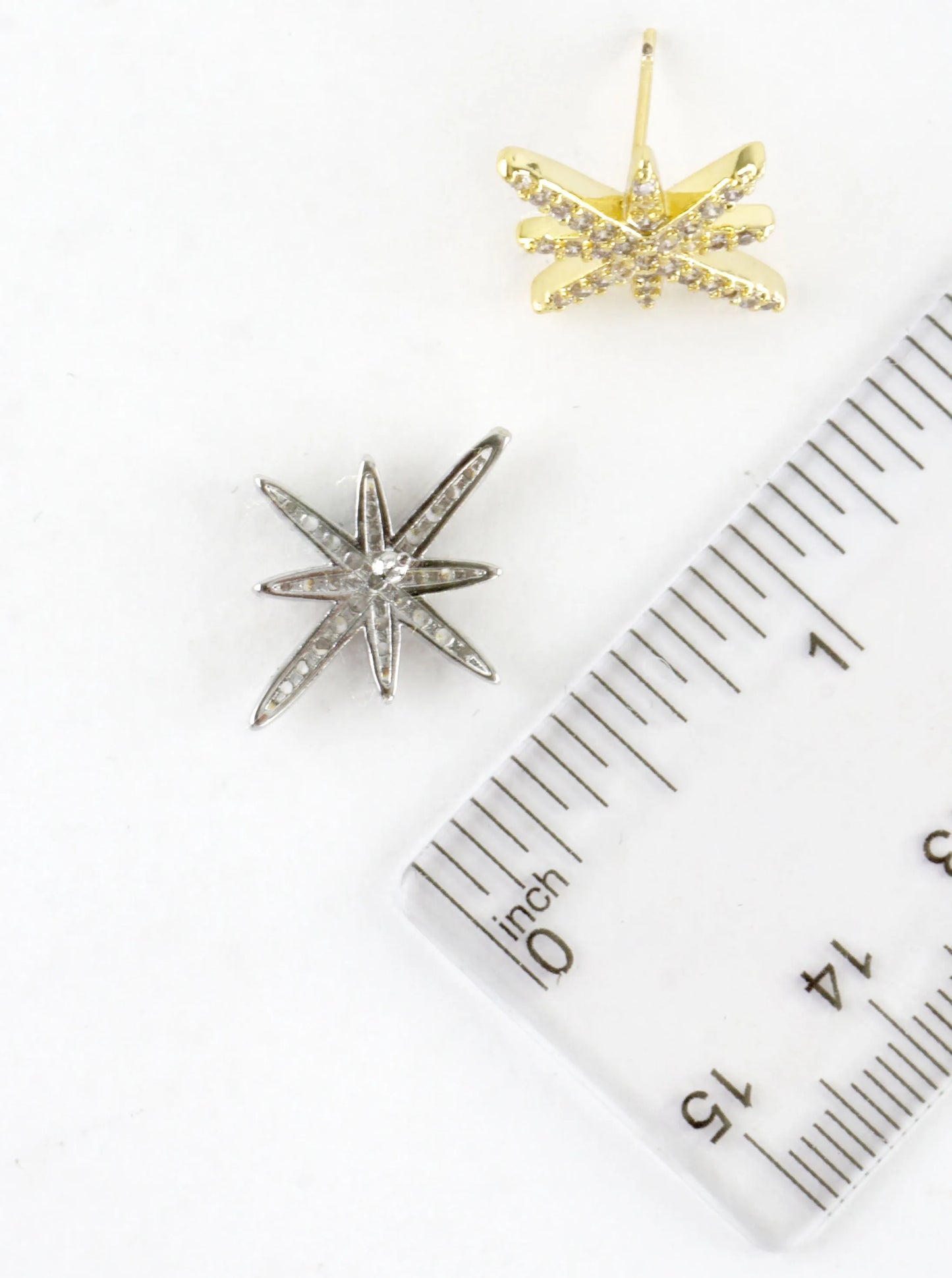 Cubic Zirconia Pave Northstar Stud Earrings