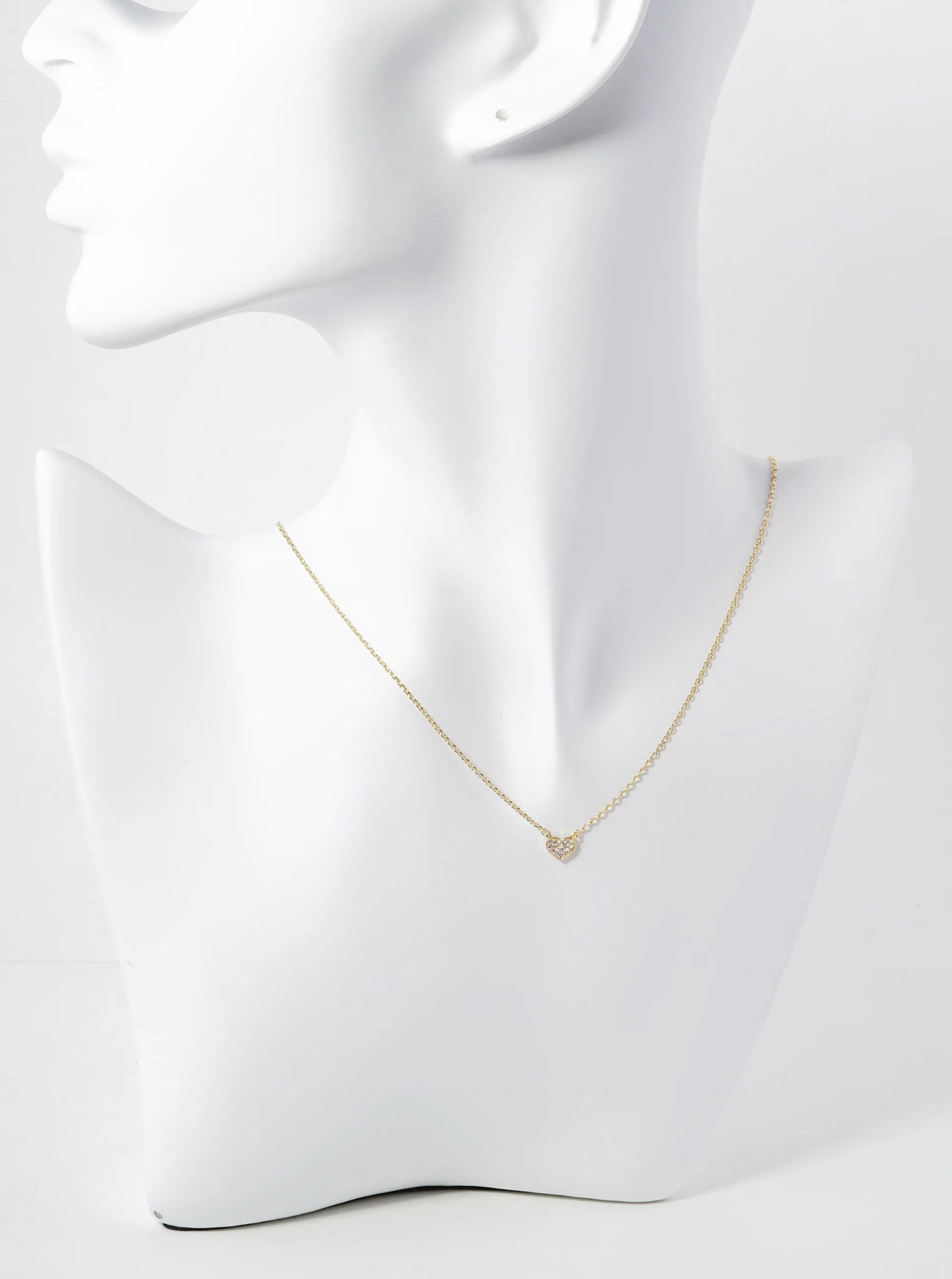 Cubic-Zirconia Pave Tiny Heart Pendant 18K-Gold-Dipped Necklace