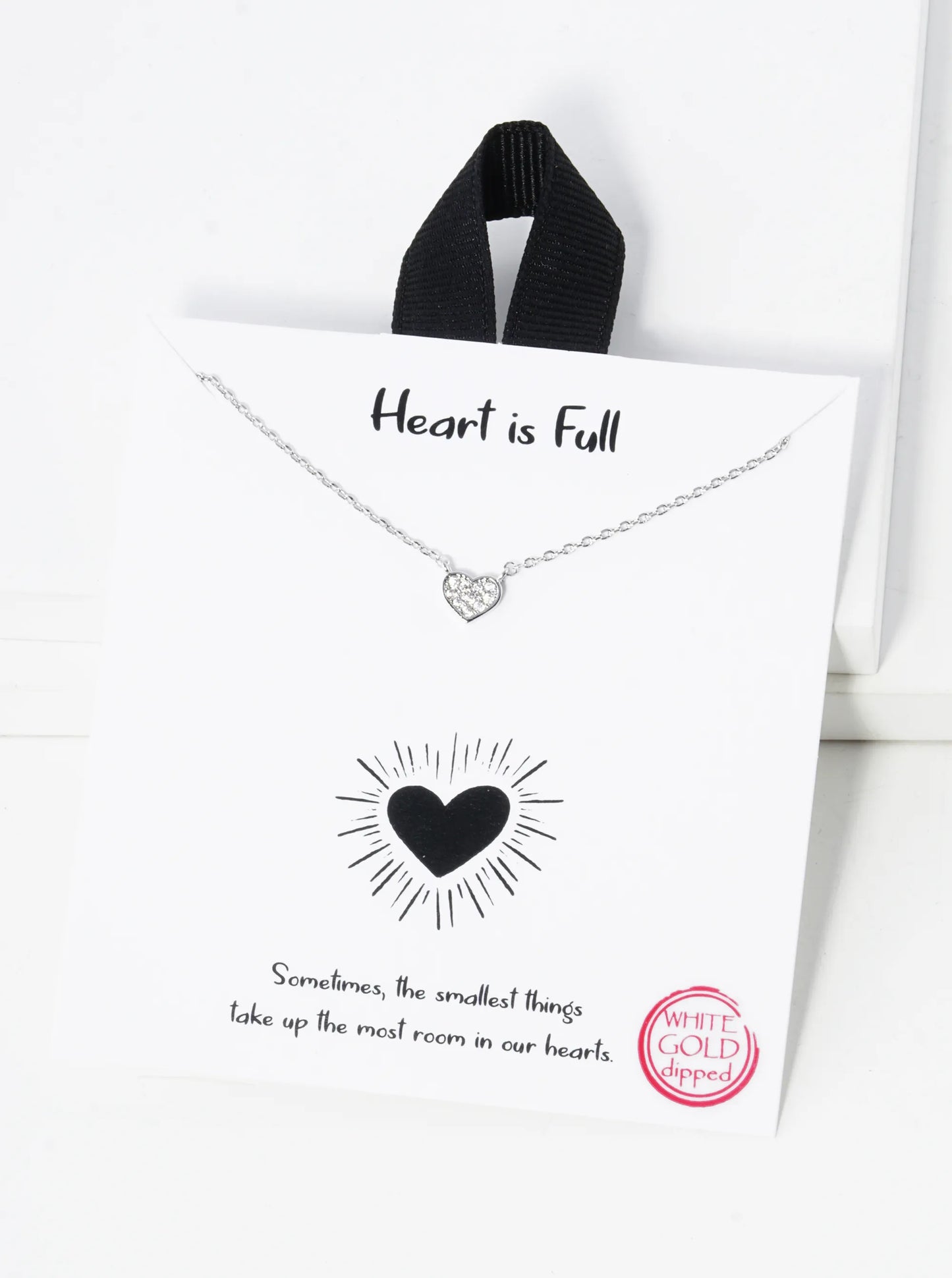 Cubic-Zirconia Pave Tiny Heart Pendant 18K-Gold-Dipped Necklace