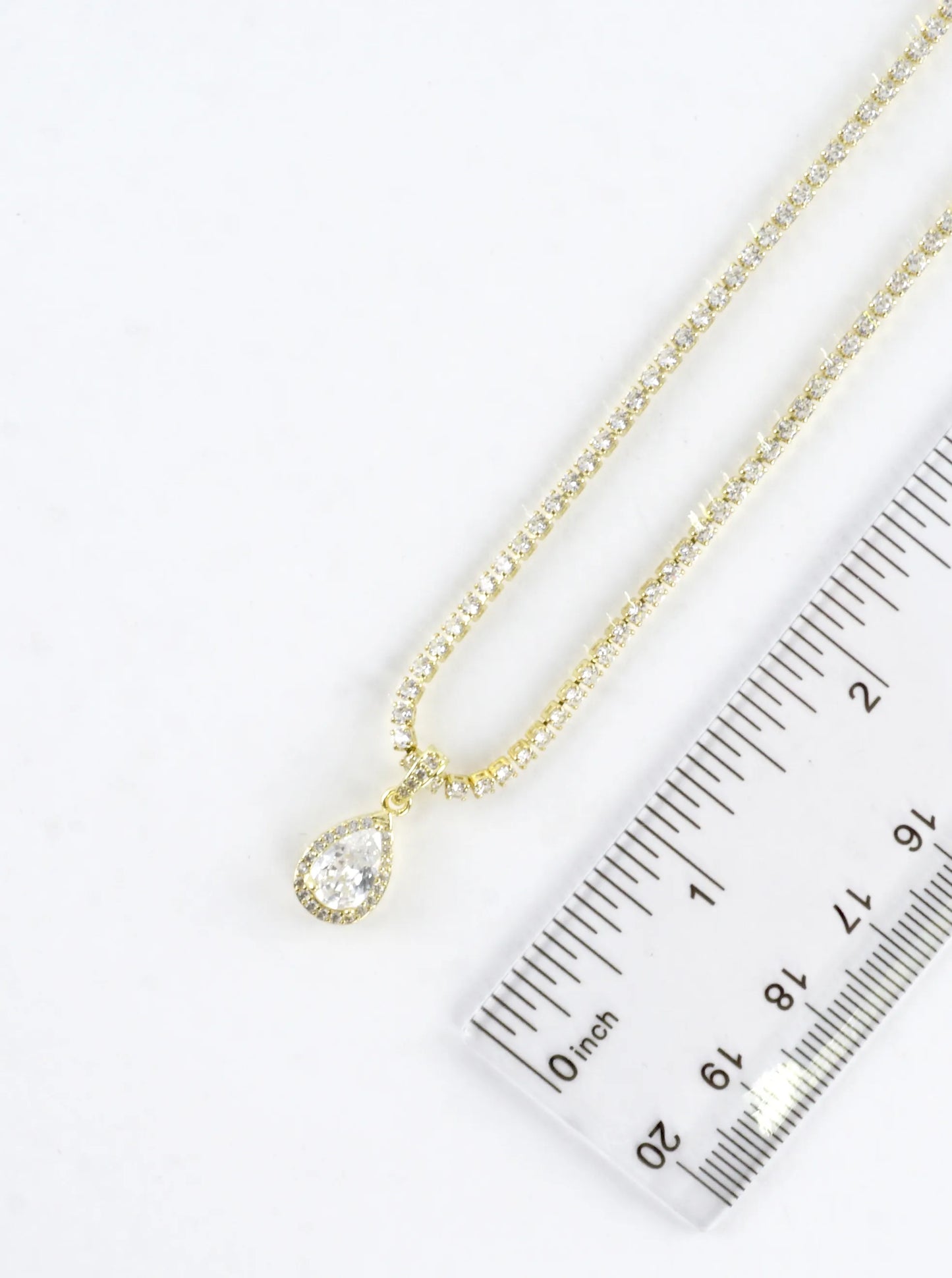 Cubic Zirconia Pear-Cut Halo Tennis Necklace