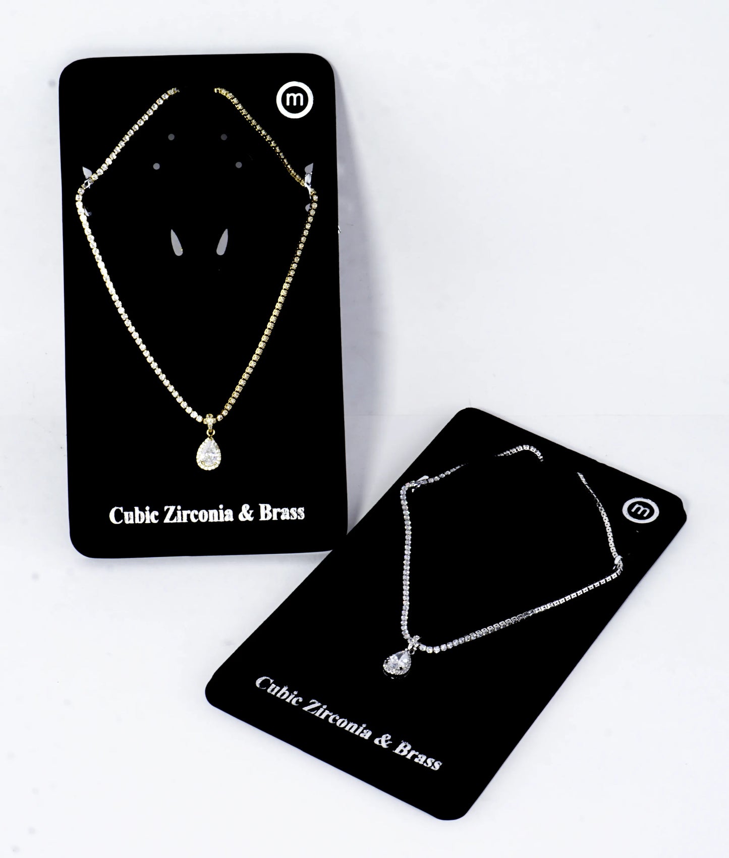 Cubic Zirconia Pear-Cut Halo Tennis Necklace