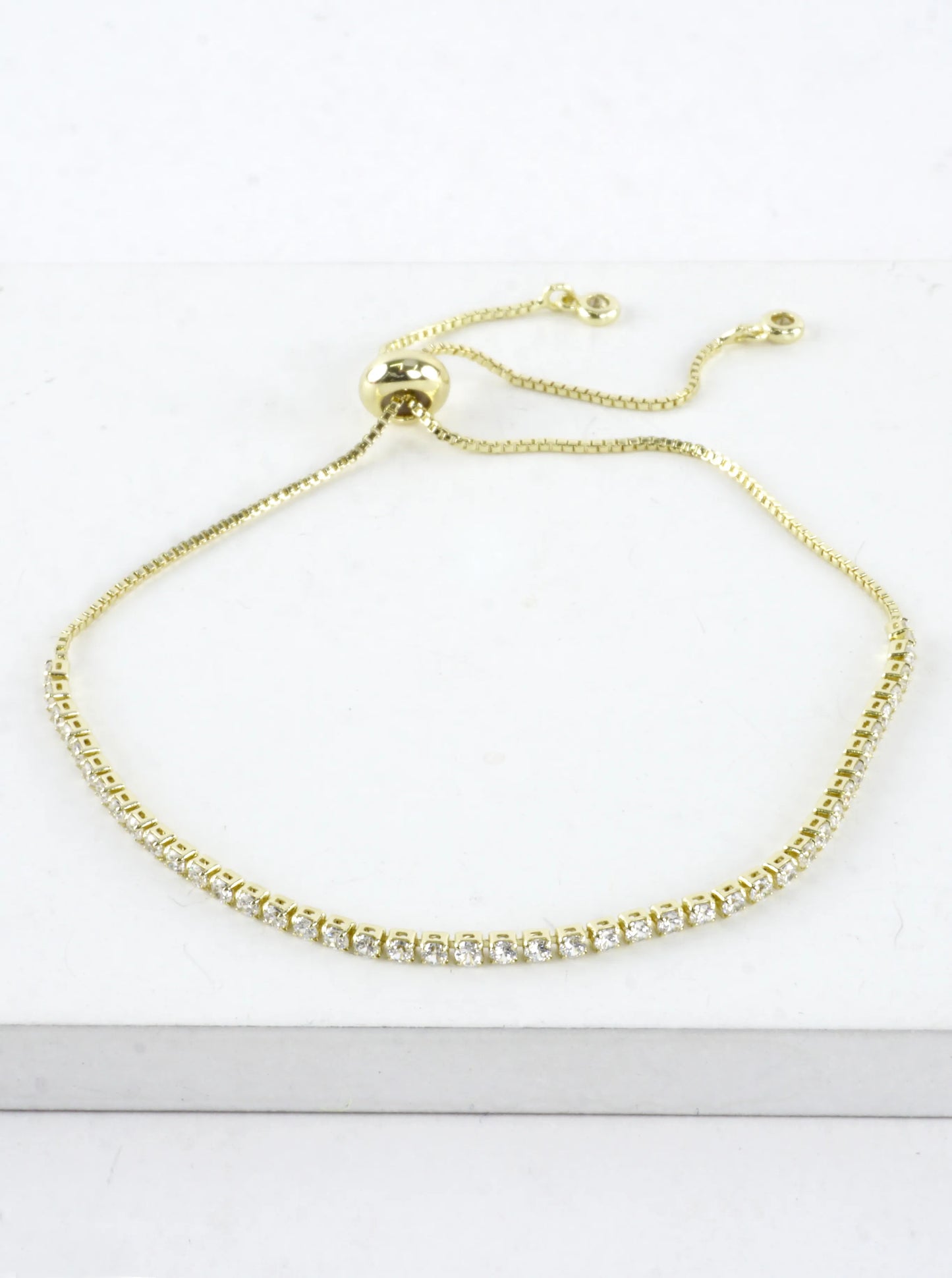 Cubic Zirconia Prong Set 2mm Pull Tie Bracelet