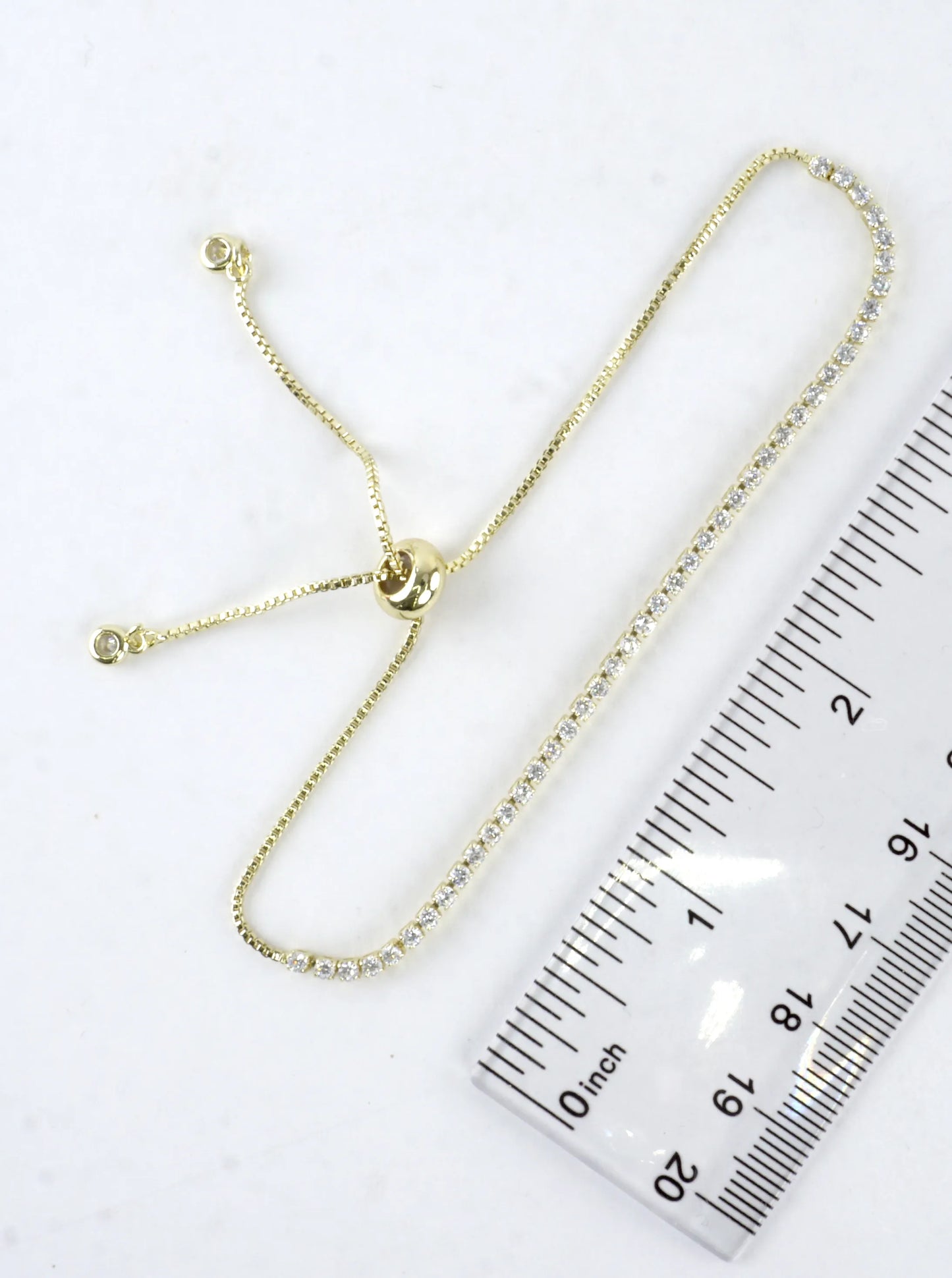 Cubic Zirconia Prong Set 2mm Pull Tie Bracelet