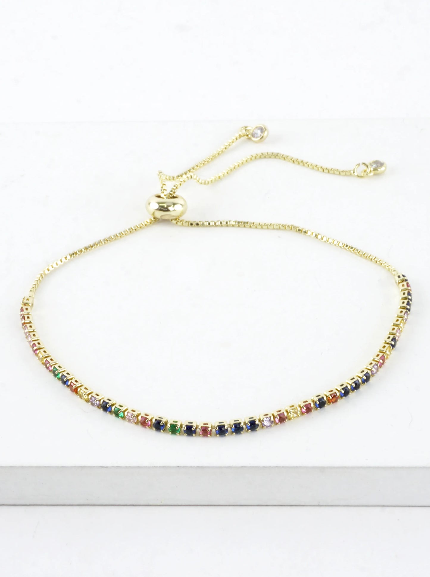 Cubic Zirconia Prong Set 2mm Pull Tie Bracelet