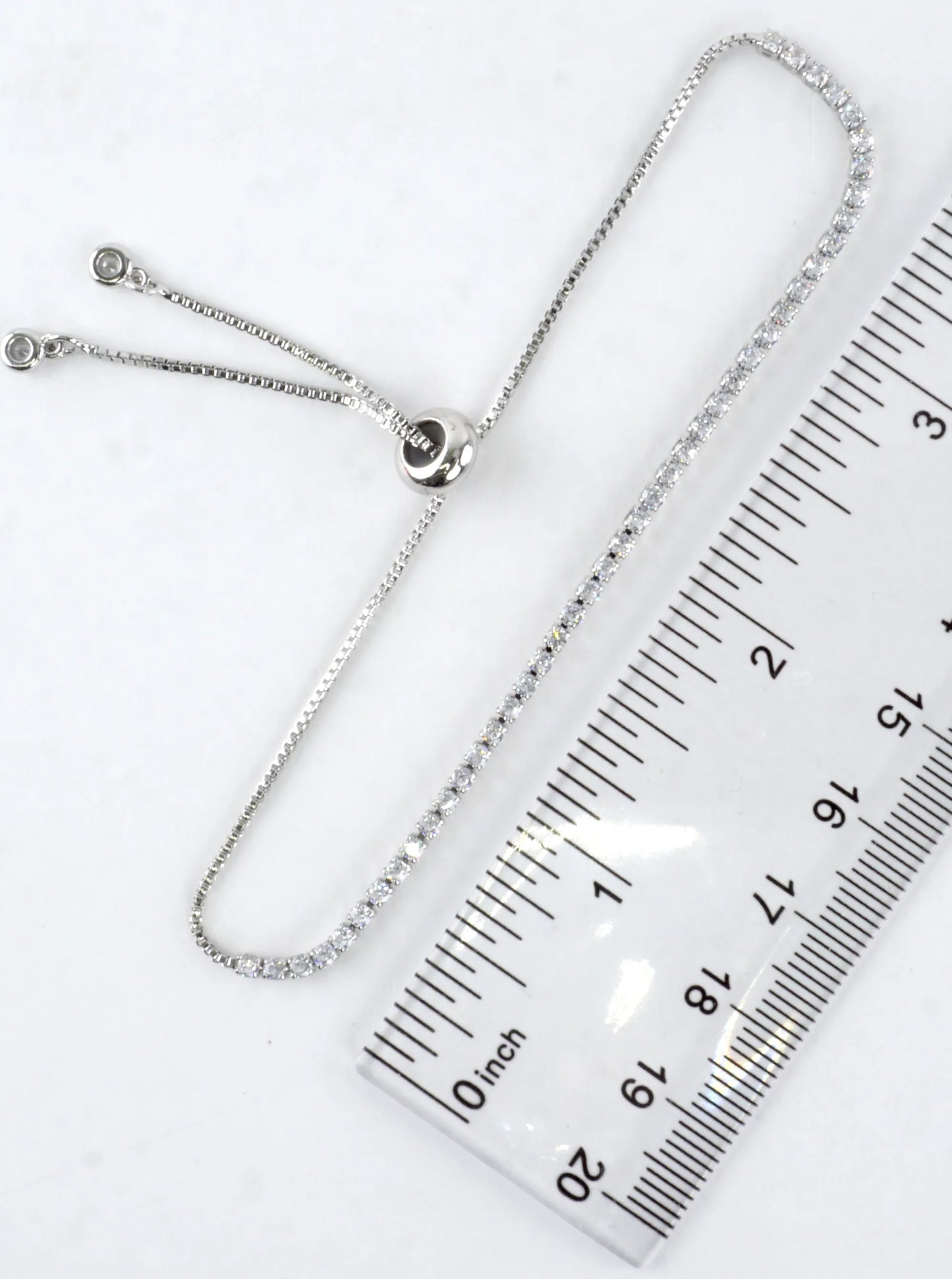 Cubic Zirconia Prong Set 2mm Pull Tie Bracelet