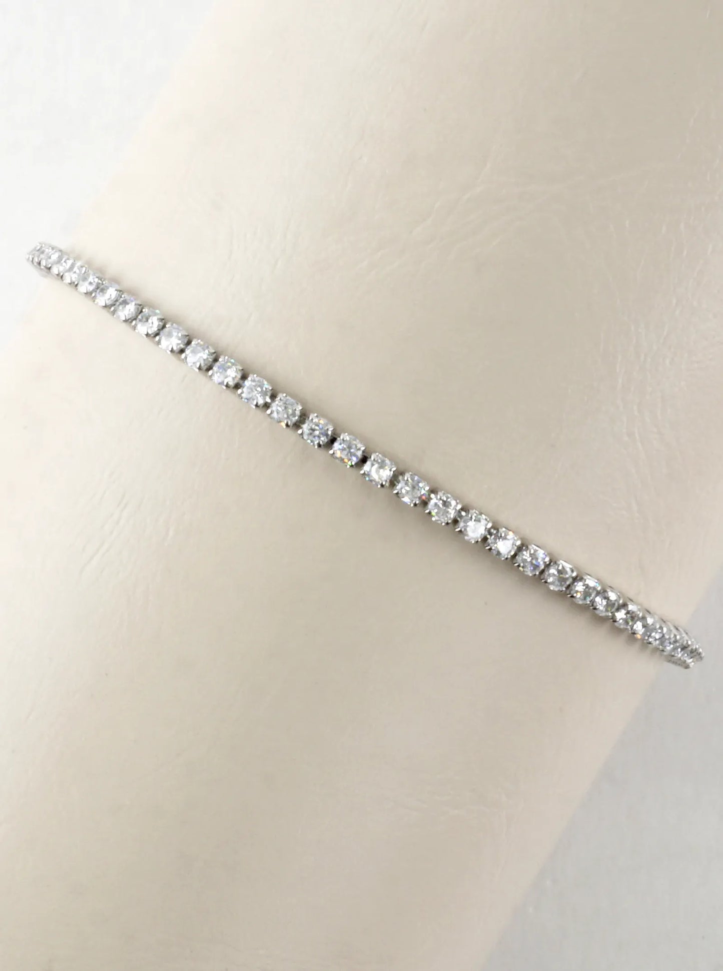 Cubic Zirconia Prong Set 2mm Pull Tie Bracelet