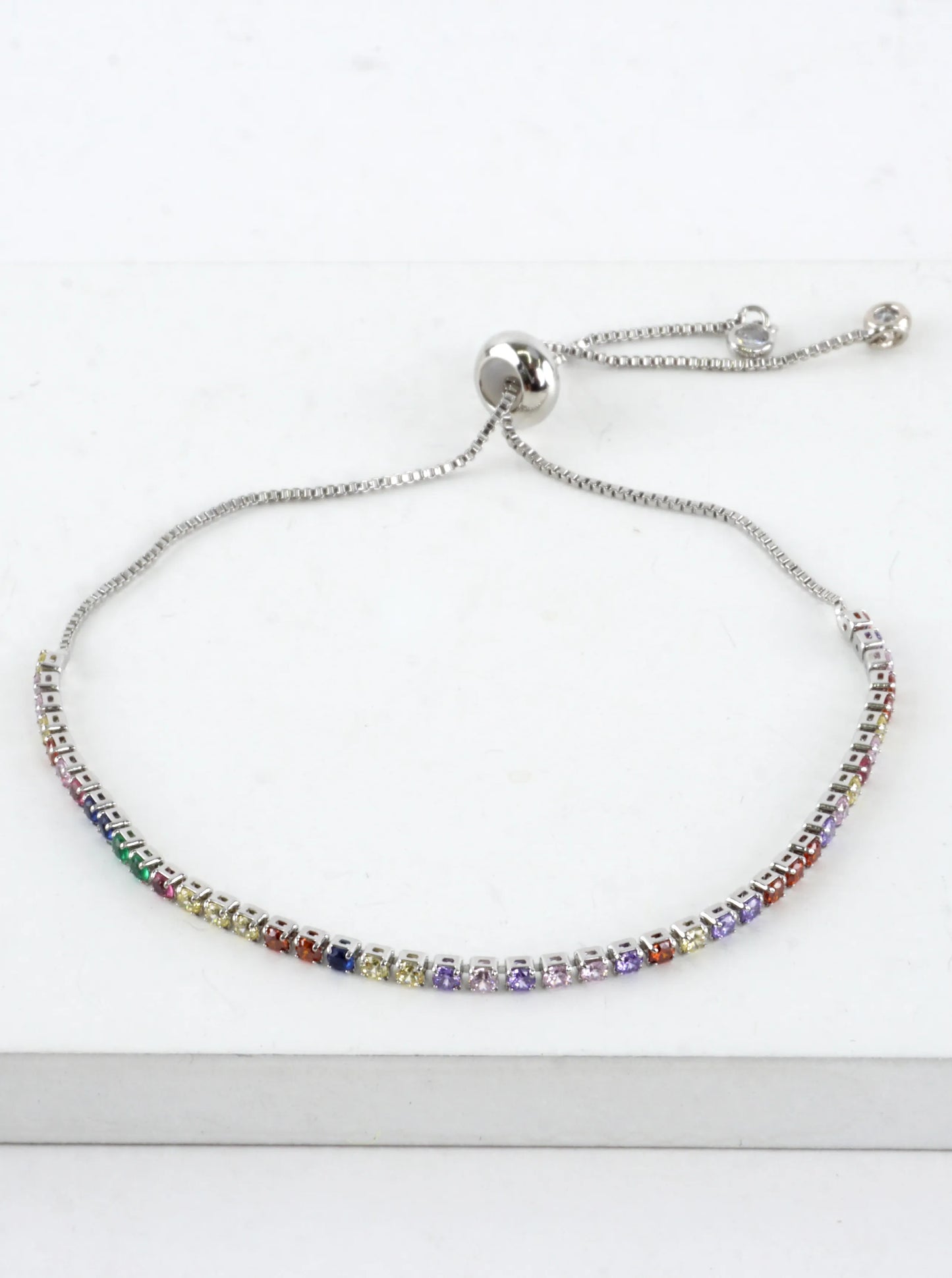 Cubic Zirconia Prong Set 2mm Pull Tie Bracelet