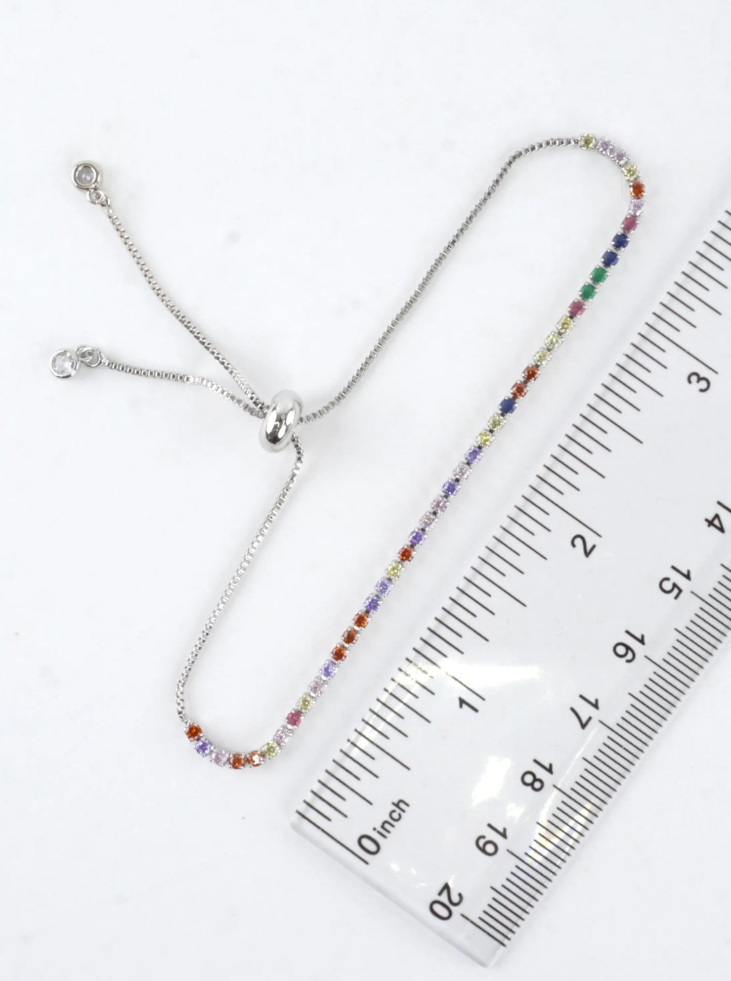 Cubic Zirconia Prong Set 2mm Pull Tie Bracelet
