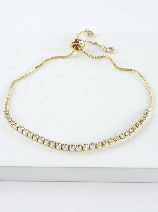 Cubic Zirconia Prong Set 3mm Pull Tie Bracelet