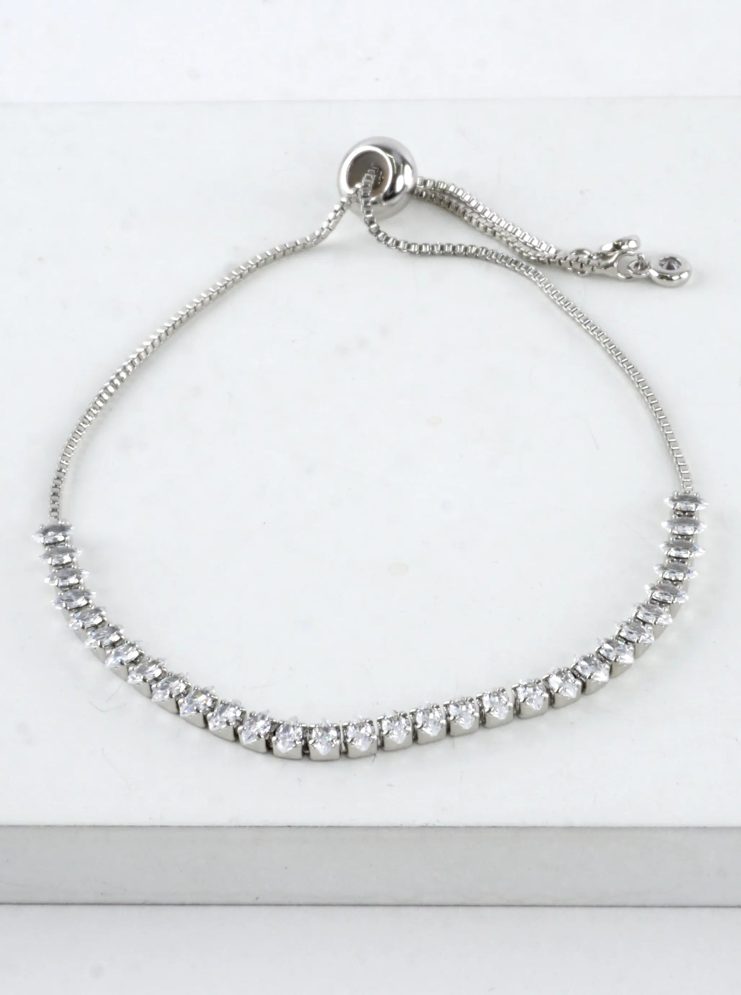 Cubic Zirconia Prong Set 3mm Pull Tie Bracelet