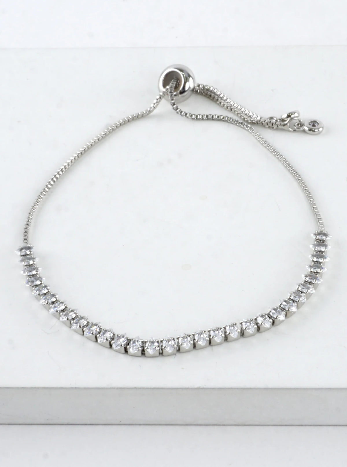 Cubic Zirconia Prong Set 3mm Pull Tie Bracelet