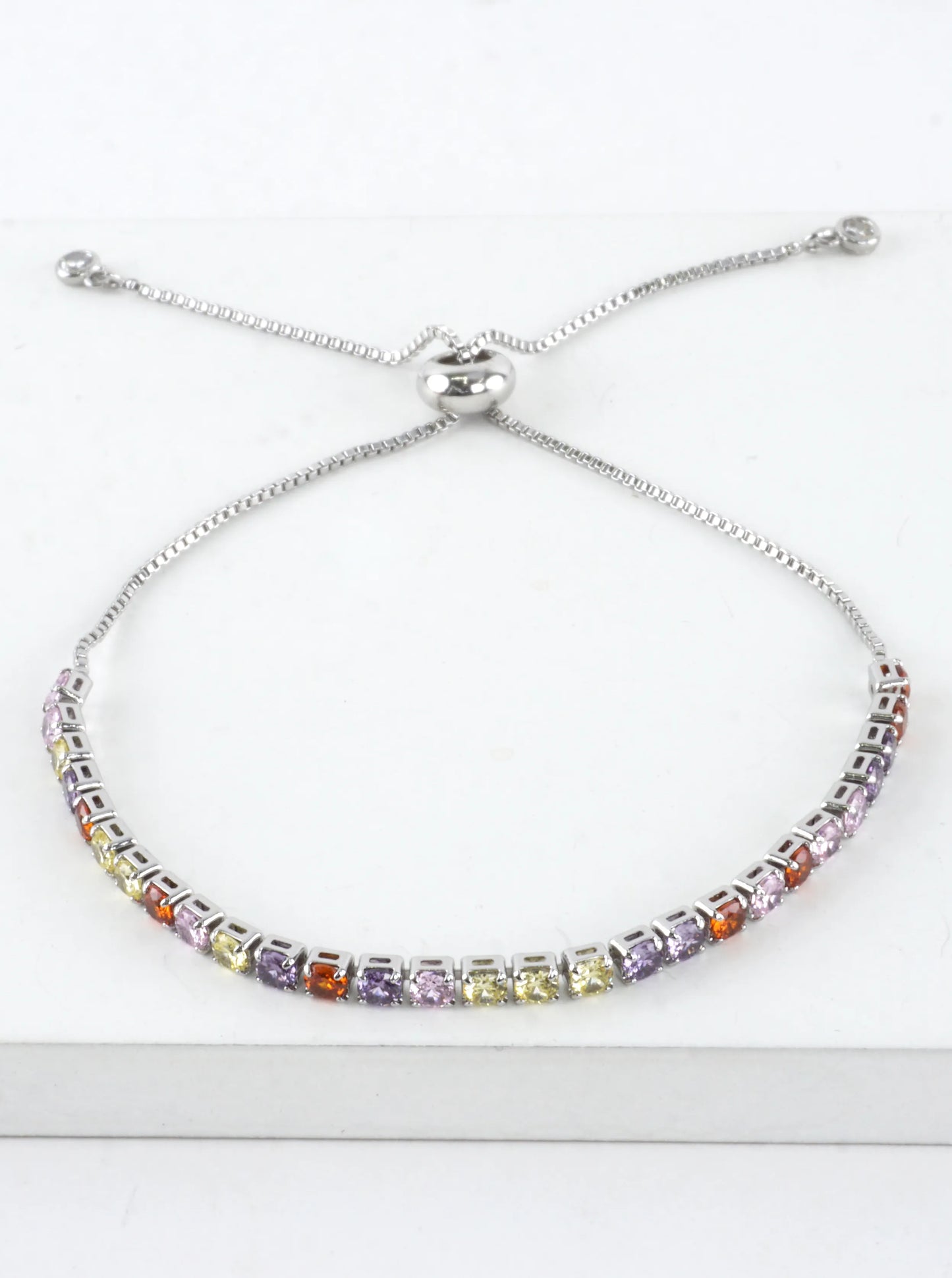 Cubic Zirconia Prong Set 3mm Pull Tie Bracelet