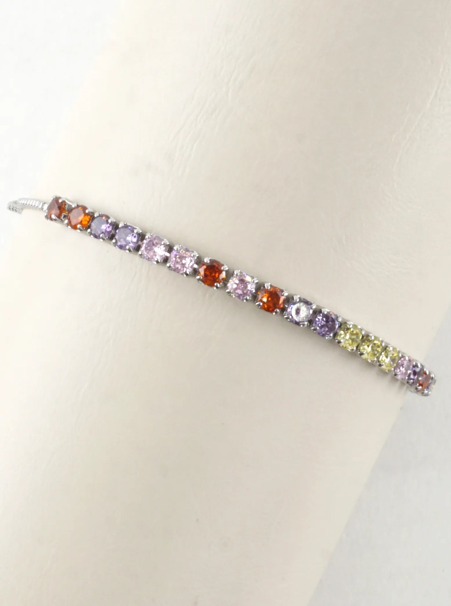 Cubic Zirconia Prong Set 3mm Pull Tie Bracelet