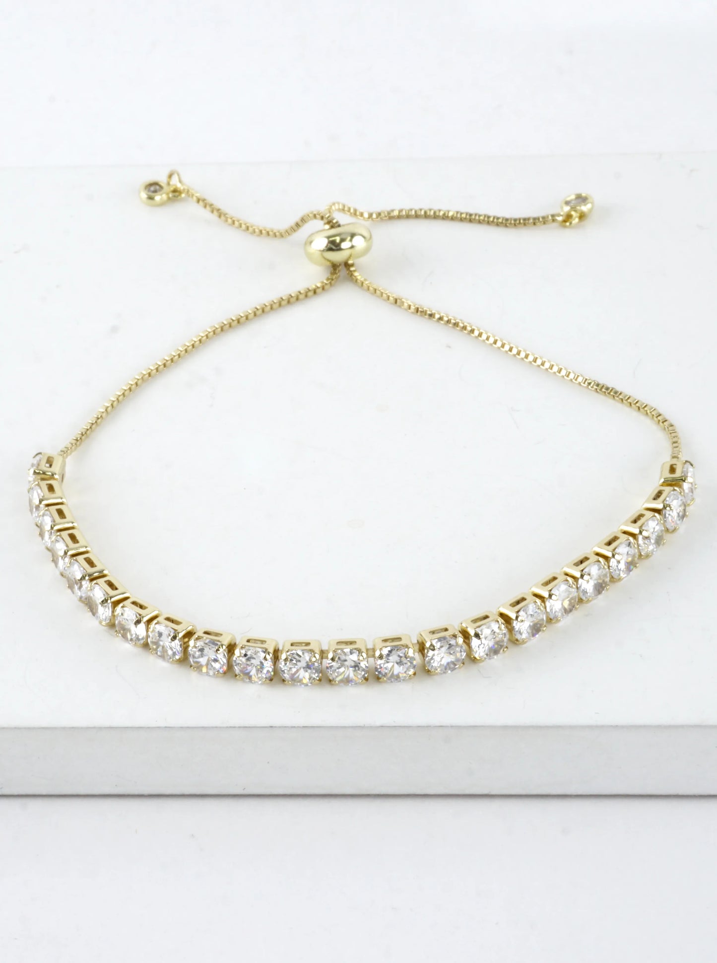 Cubic Zirconia Prong Set 4mm Pull Tie Bracelet
