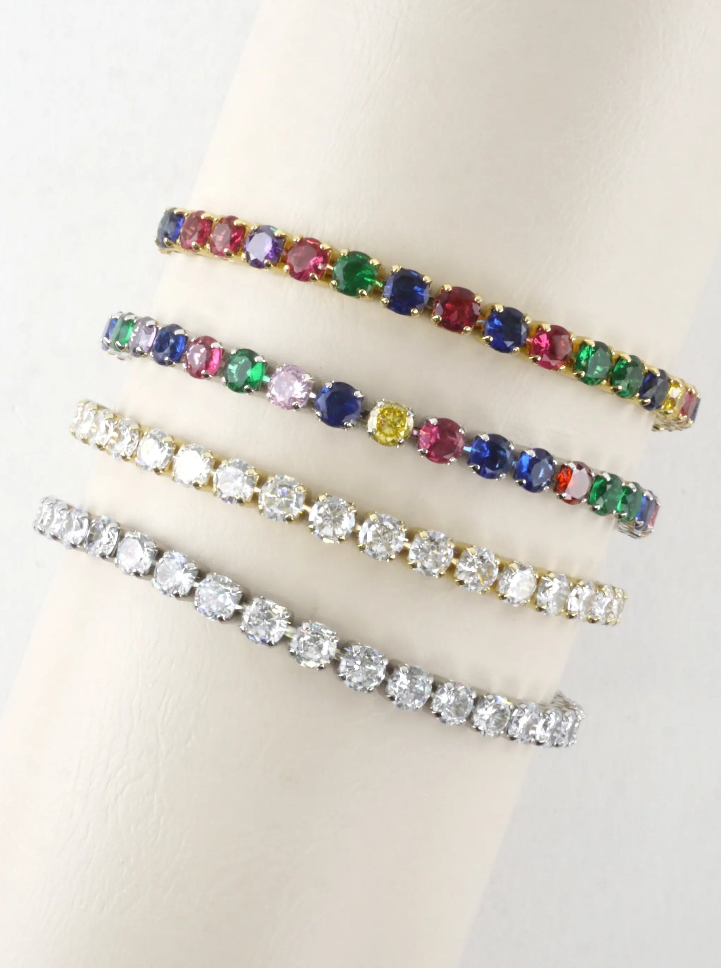Cubic Zirconia Prong Set 4mm Pull Tie Bracelet