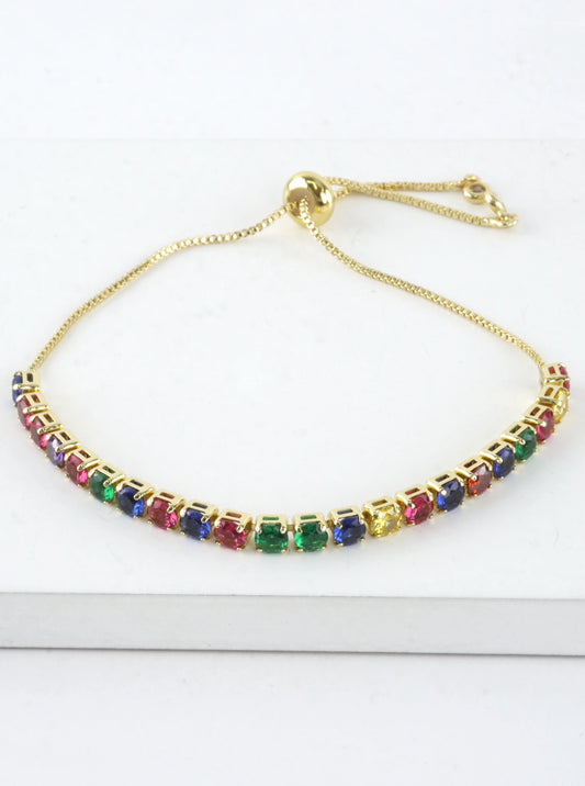 Cubic Zirconia Prong Set 4mm Pull Tie Bracelet