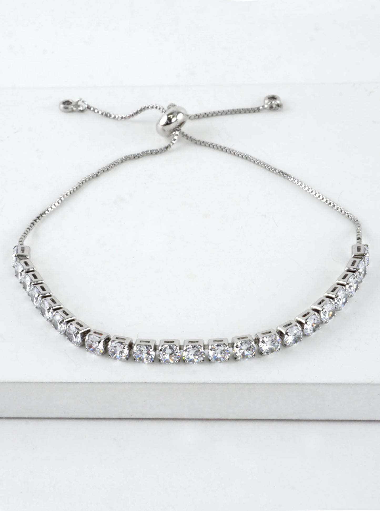 Cubic Zirconia Prong Set 4mm Pull Tie Bracelet