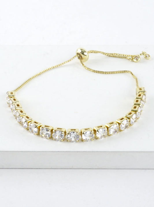 Cubic Zirconia Prong Set 5mm Pull Tie Bracelet
