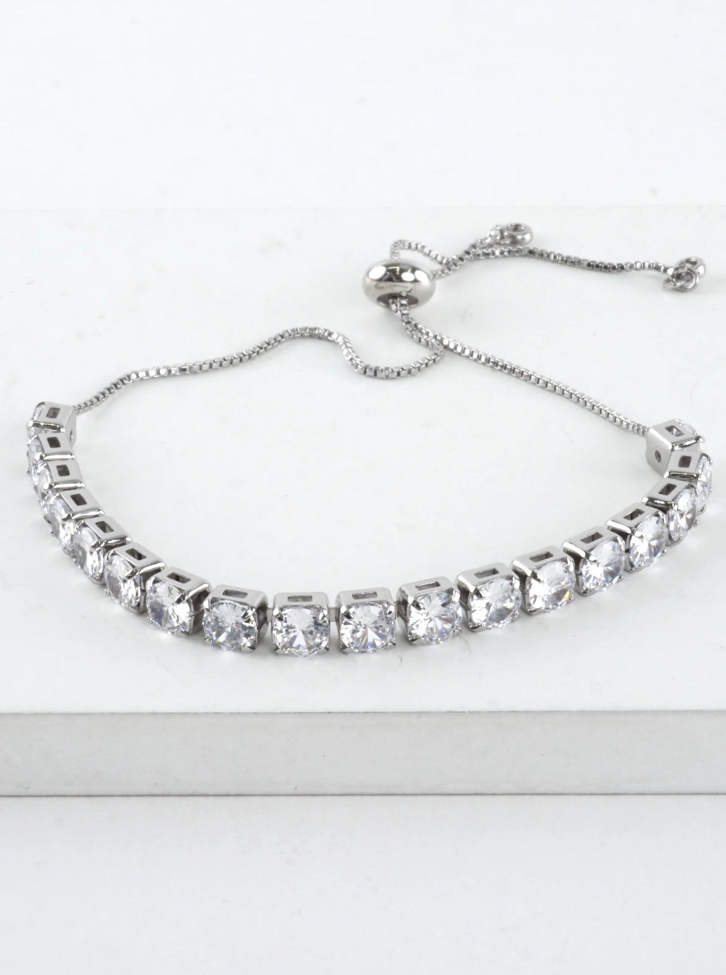 Cubic Zirconia Prong Set 5mm Pull Tie Bracelet