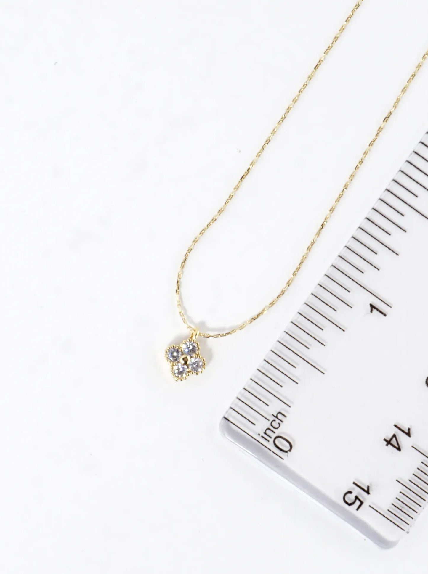 Cubic Zirconia Quatrefoil Brass Pendant Necklace