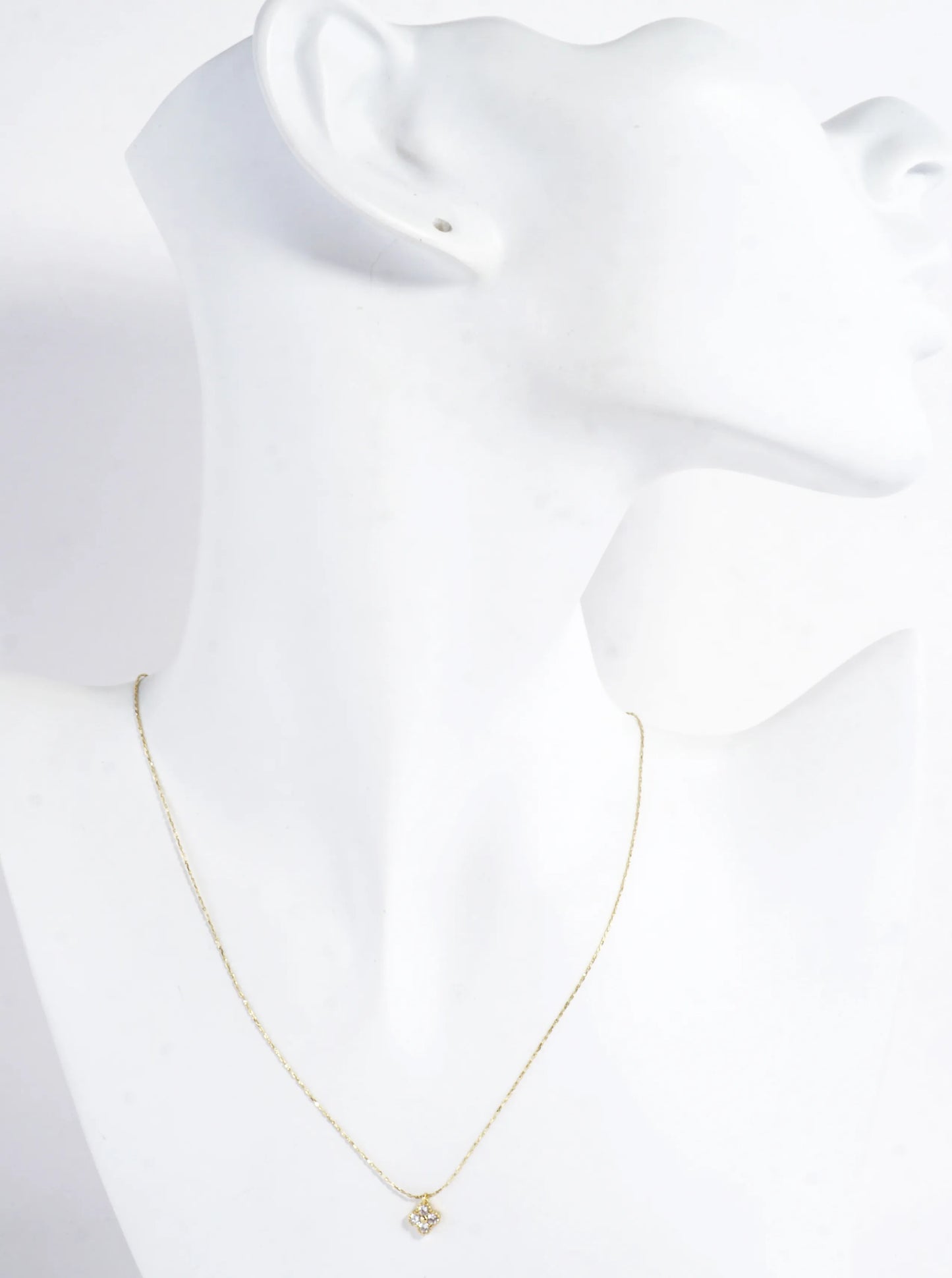 Cubic Zirconia Quatrefoil Brass Pendant Necklace
