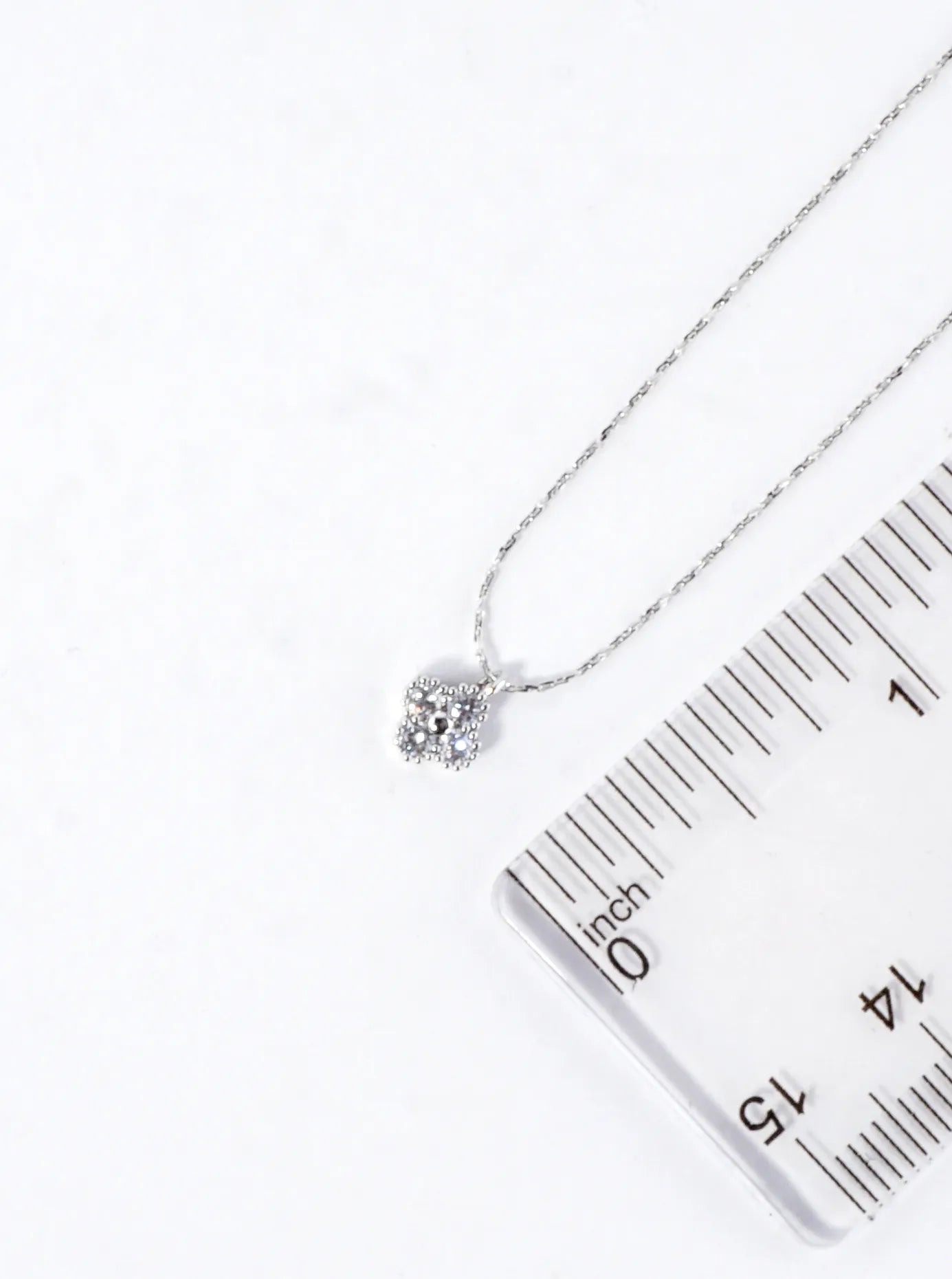 Cubic Zirconia Quatrefoil Brass Pendant Necklace
