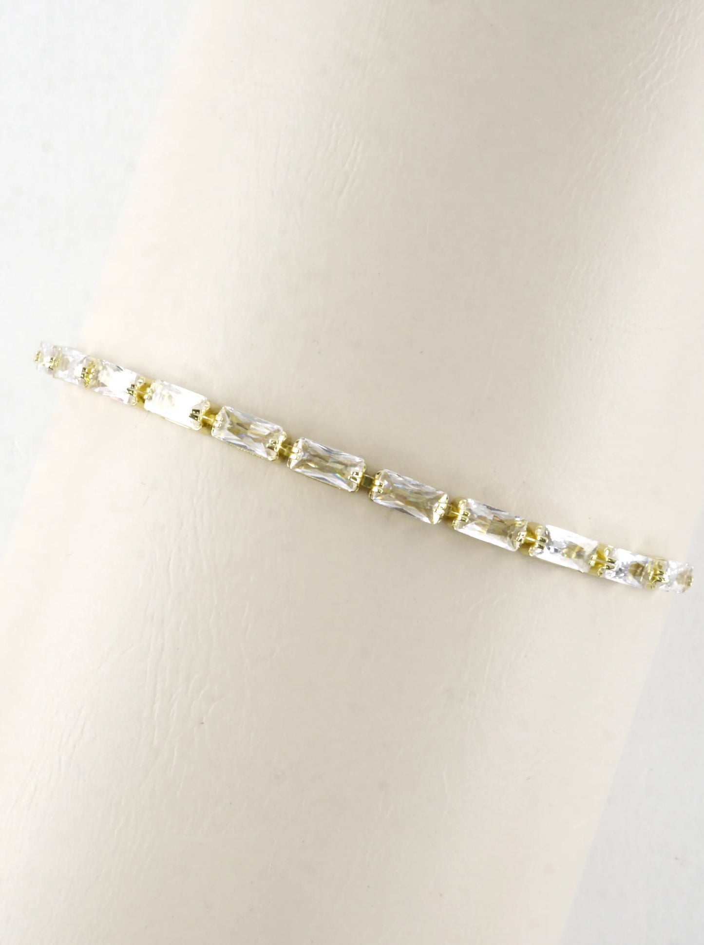 Cubic Zirconia Rectangle 3mm Pull Tie Bracelet