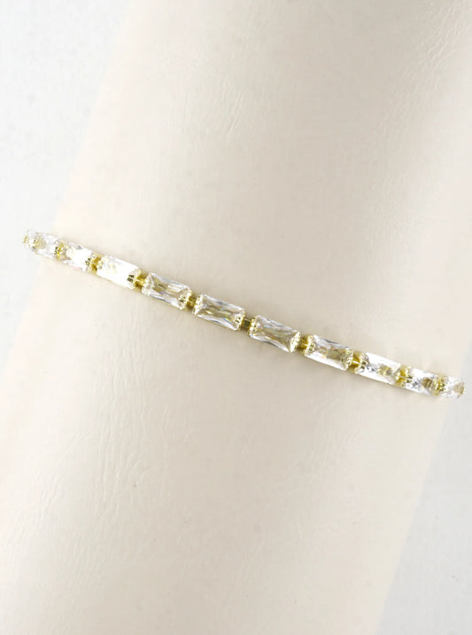 Cubic Zirconia Rectangle 3mm Pull Tie Bracelet