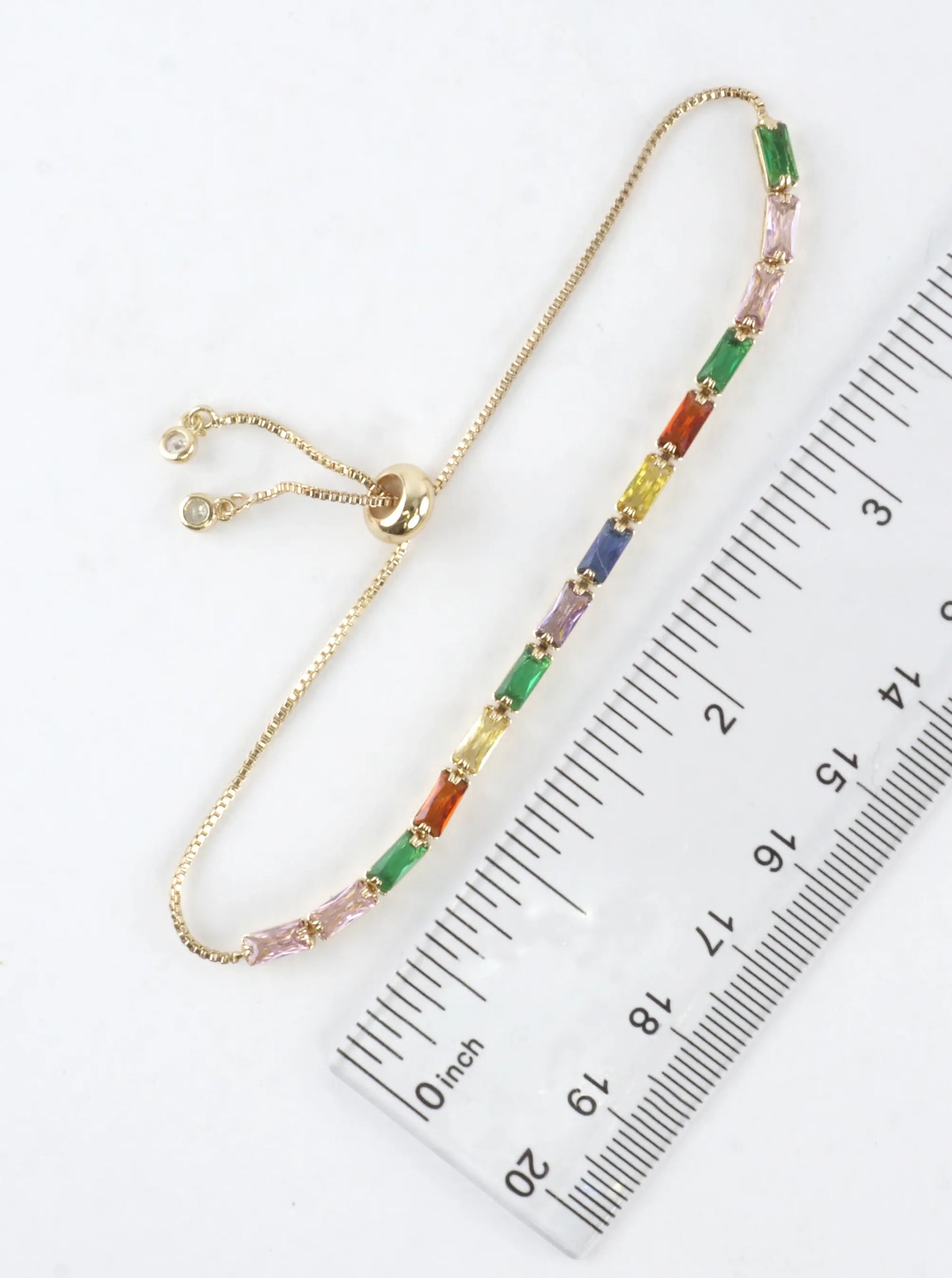 Cubic Zirconia Rectangle 3mm Pull Tie Bracelet