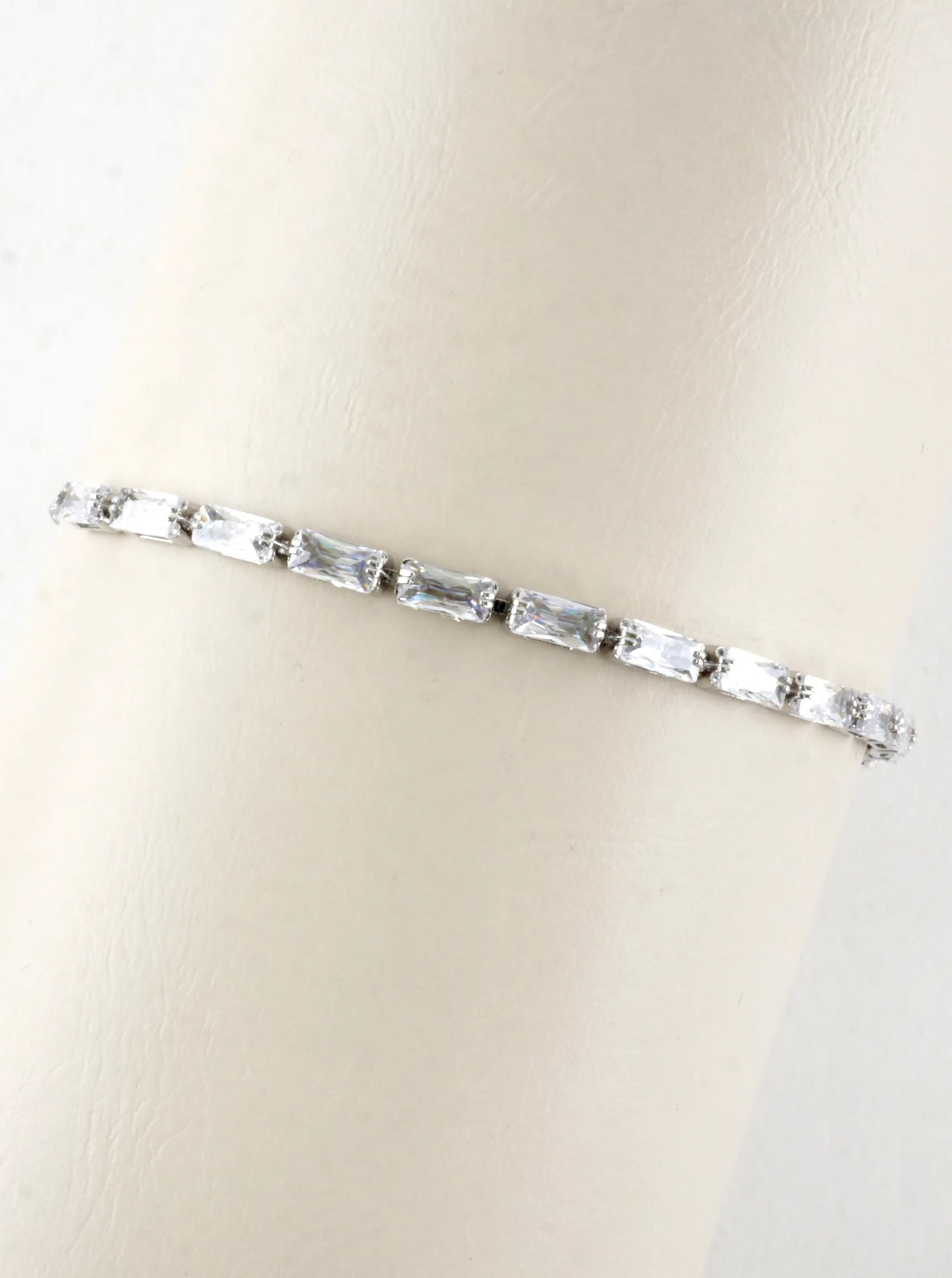 Cubic Zirconia Rectangle 3mm Pull Tie Bracelet