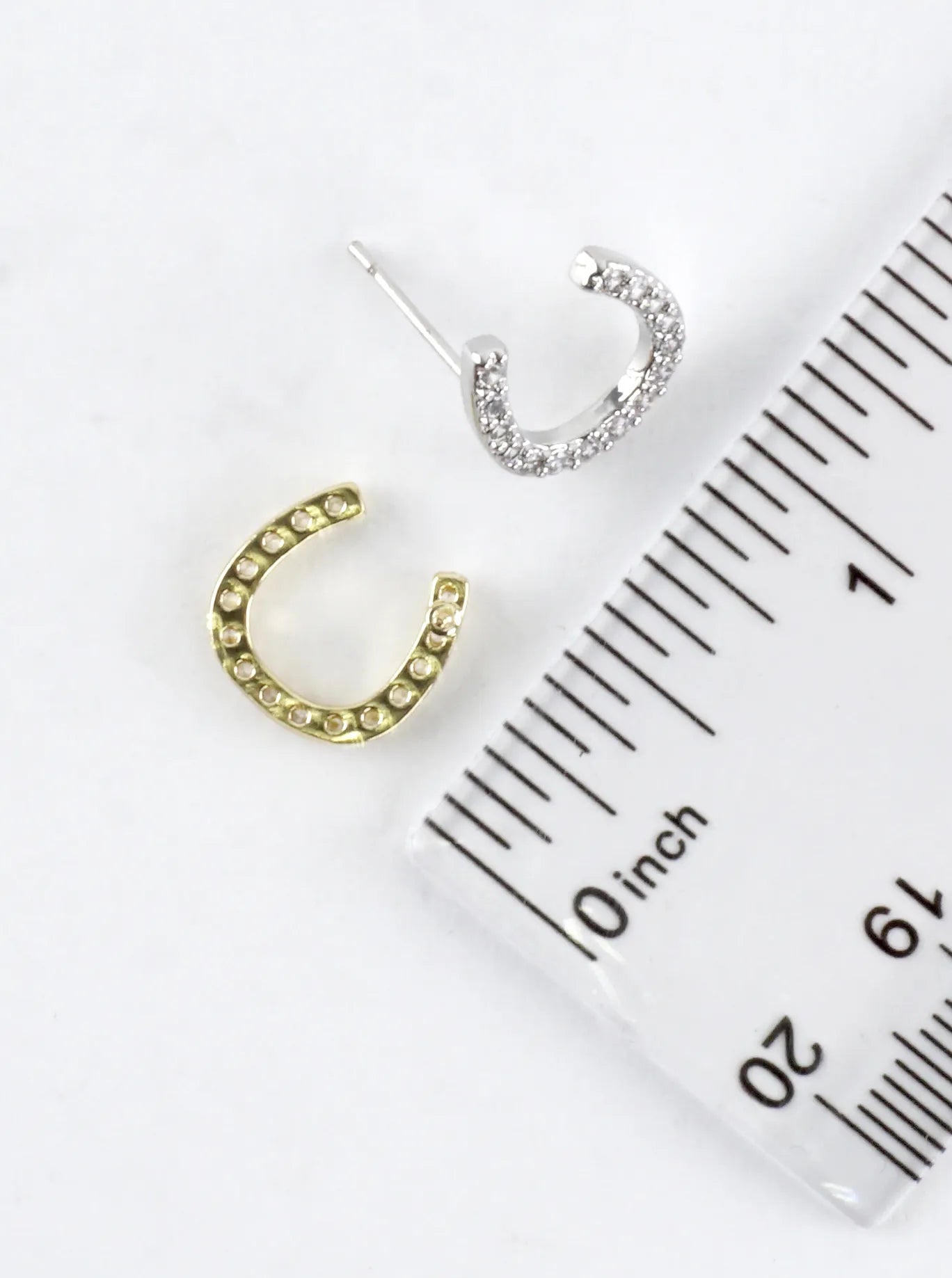 Cubic Zirconia Rodeo Horseshoe Pave Stud Earrings