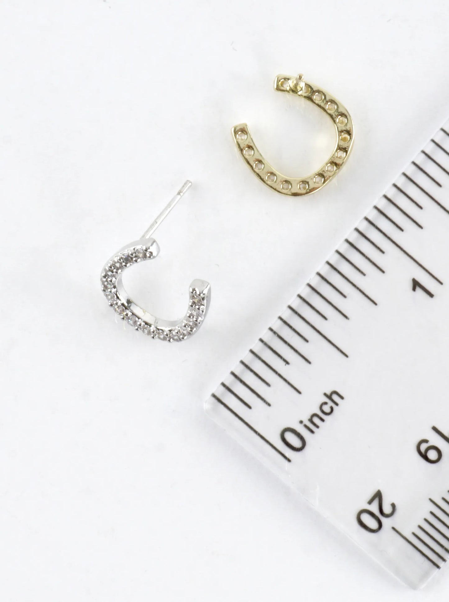 Cubic Zirconia Rodeo Horseshoe Pave Stud Earrings