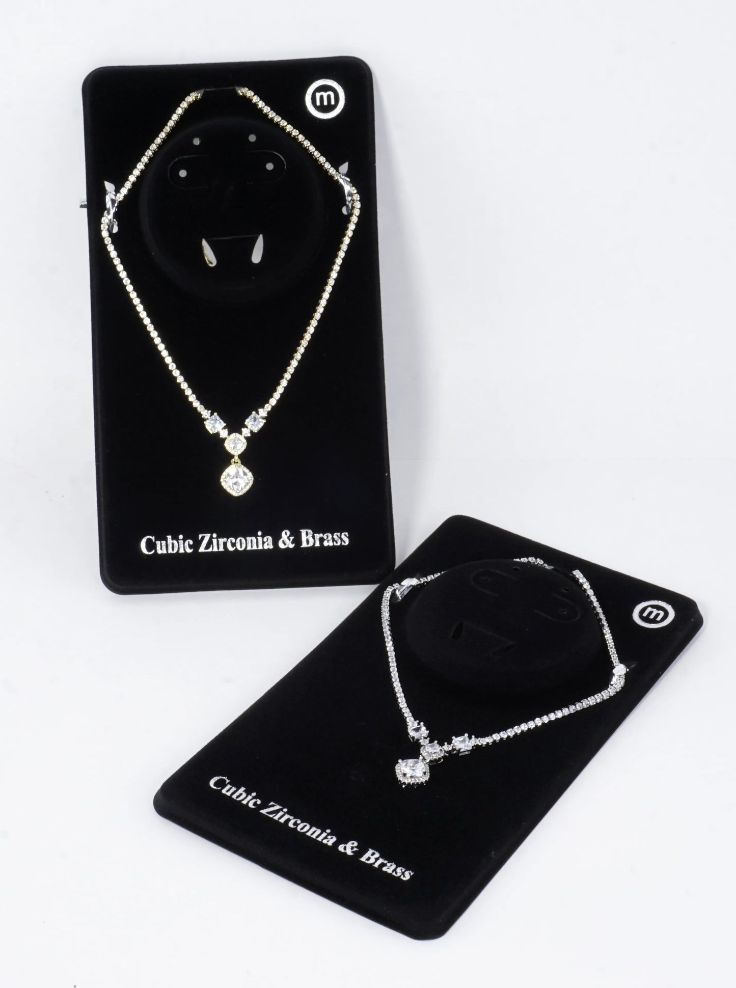 Cubic Zirconia Square Halo Y-Drop Tennis Necklace
