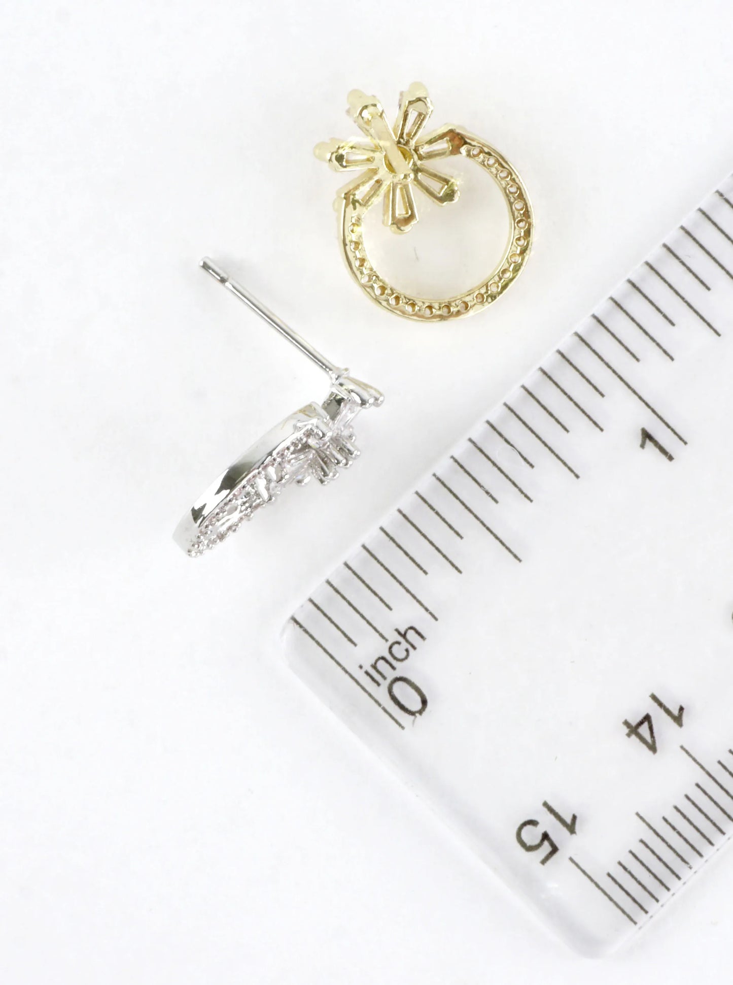 Cubic Zirconia Starburst Pave Circle Drop Earrings
