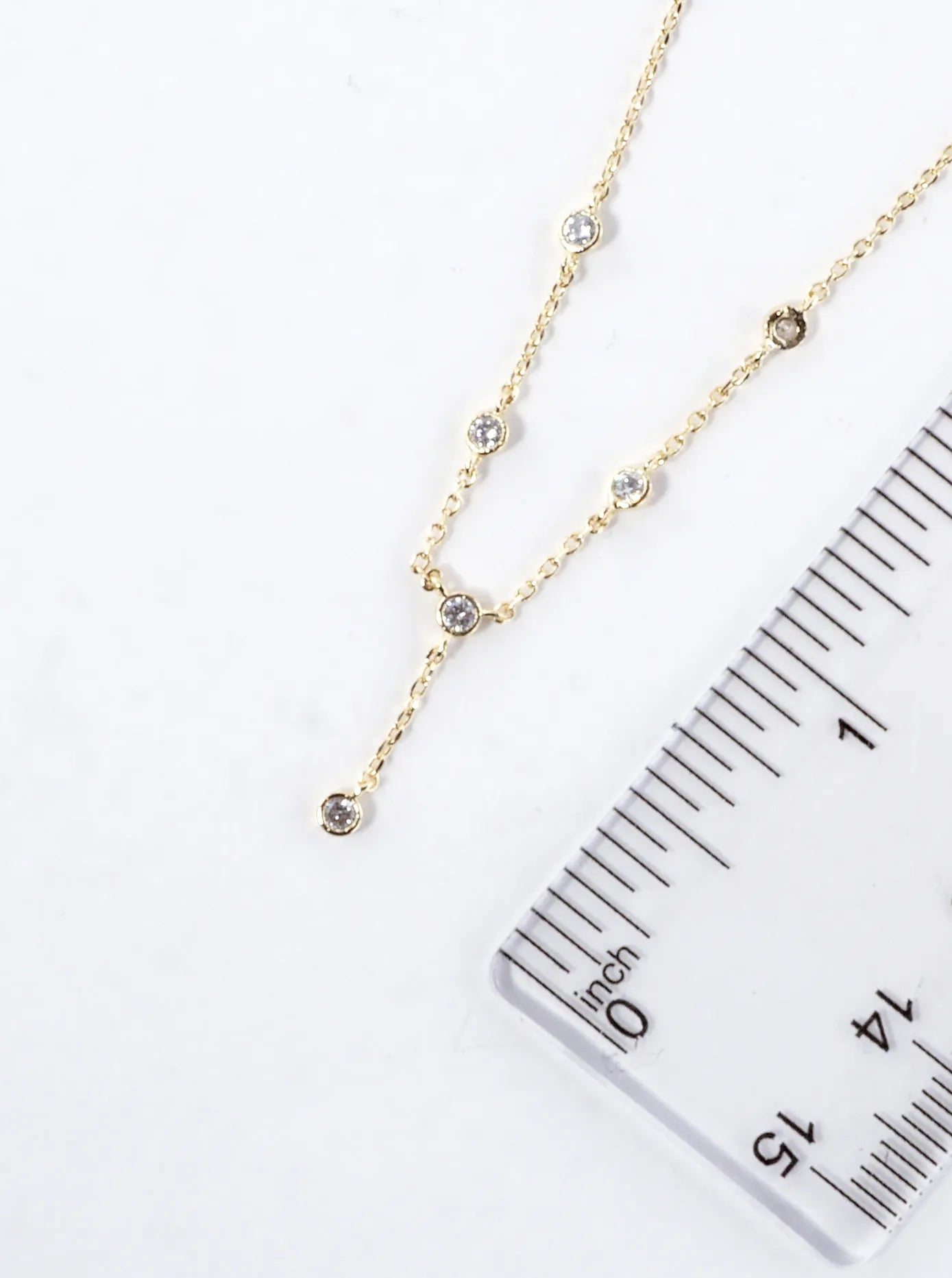 Cubic Zirconia Station Brass Chain Y Necklace