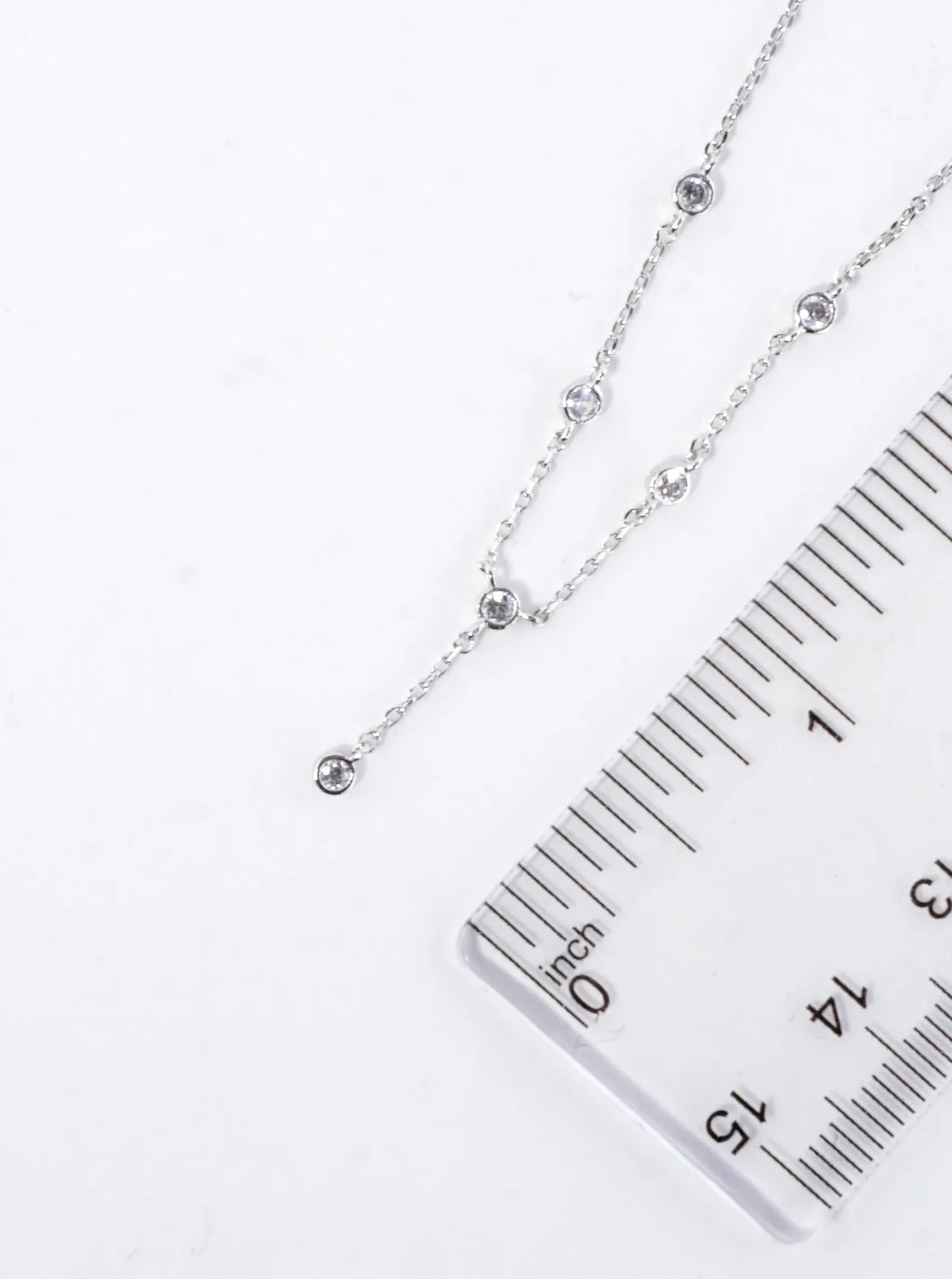Cubic Zirconia Station Brass Chain Y Necklace