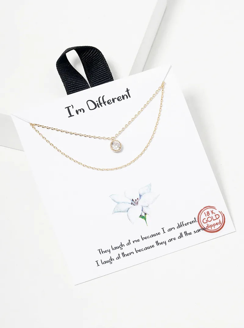 Cubic-Zirconia Stone Pendant 18K-Gold-Dipped Layered Necklace